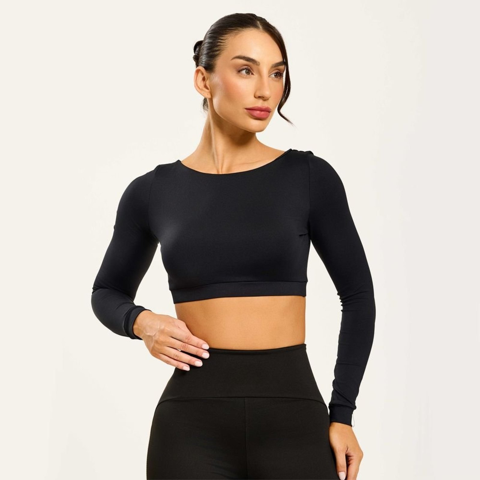 Vista 3 Cropped Dois Lados Poliamida Soft Donna Carioca preto Donna Carioca preto