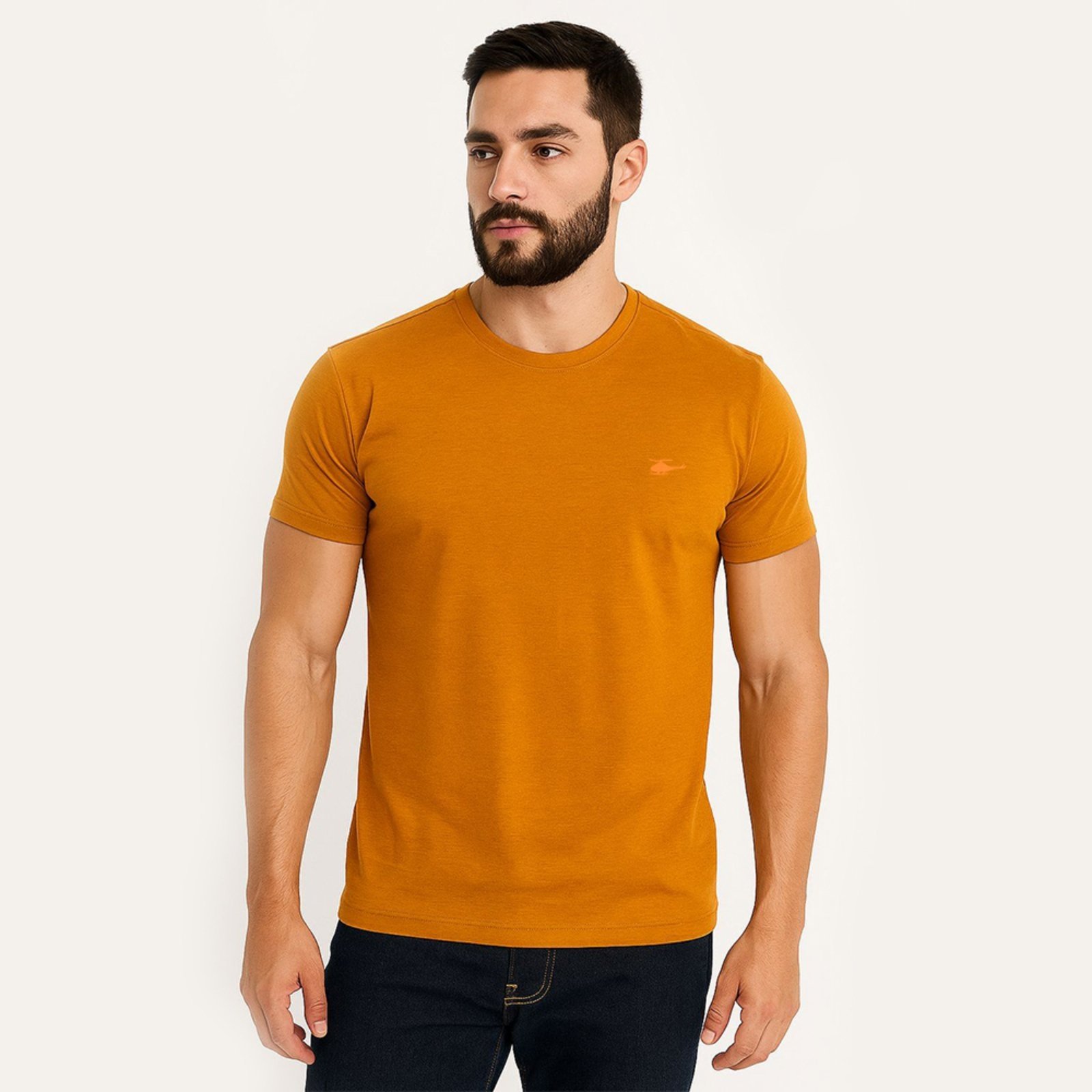 Camiseta Masculina Sallo Gola O Básica Premium Capuccino