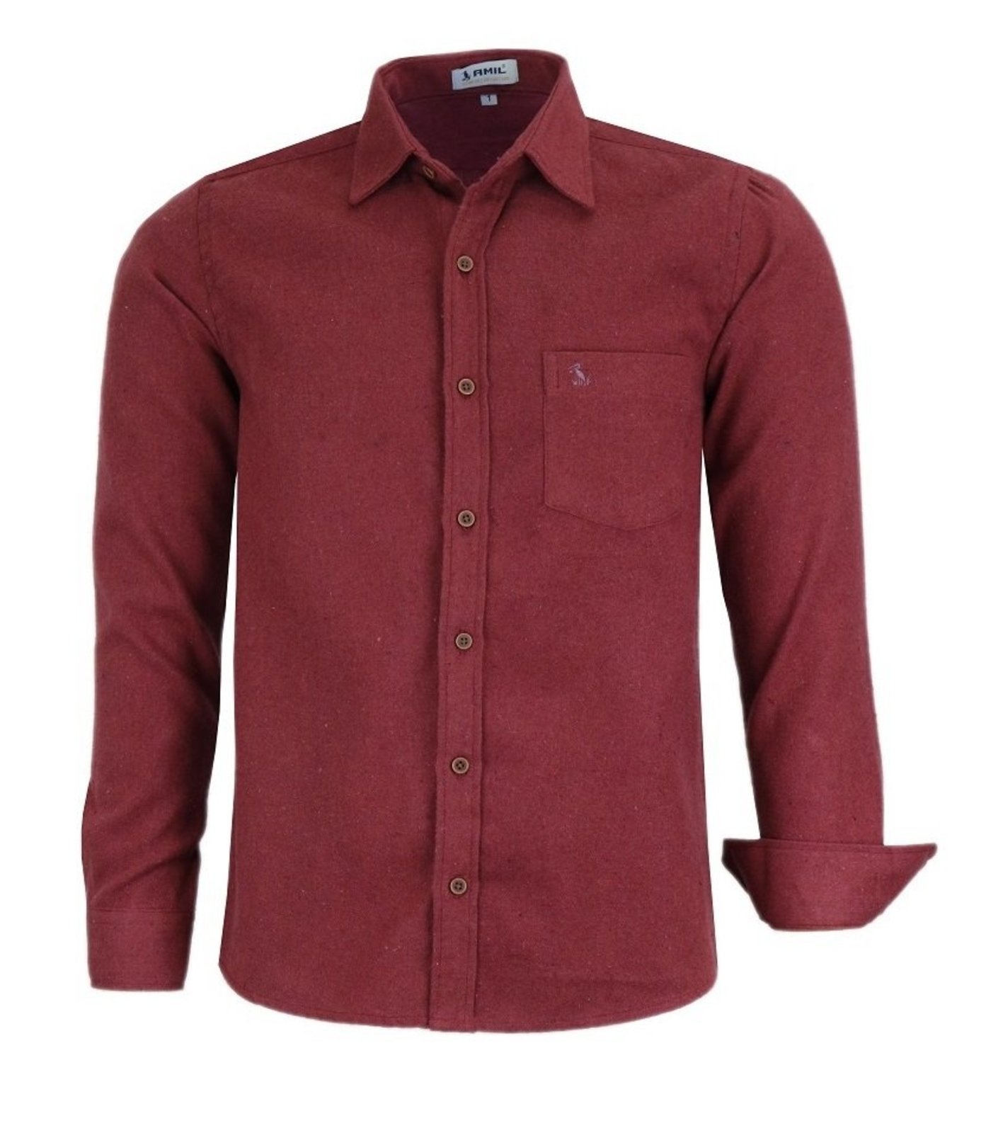 Camisa Flanela Amil Comfort Hank Com bolso Manga longa Luxo Vinho
