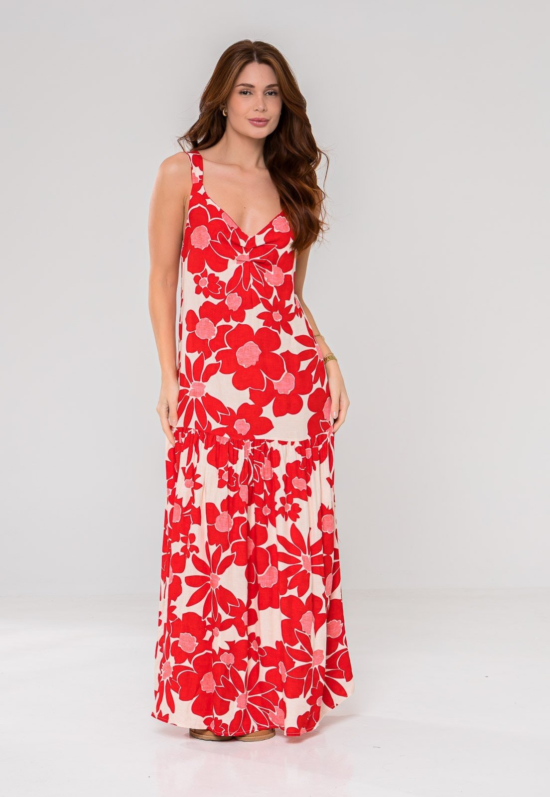Vista 2 Vestido Aura Longo Valesca Floral azul azul