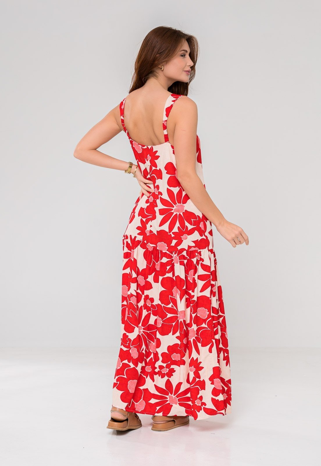 Vista 3 Vestido Aura Longo Valesca Floral azul azul