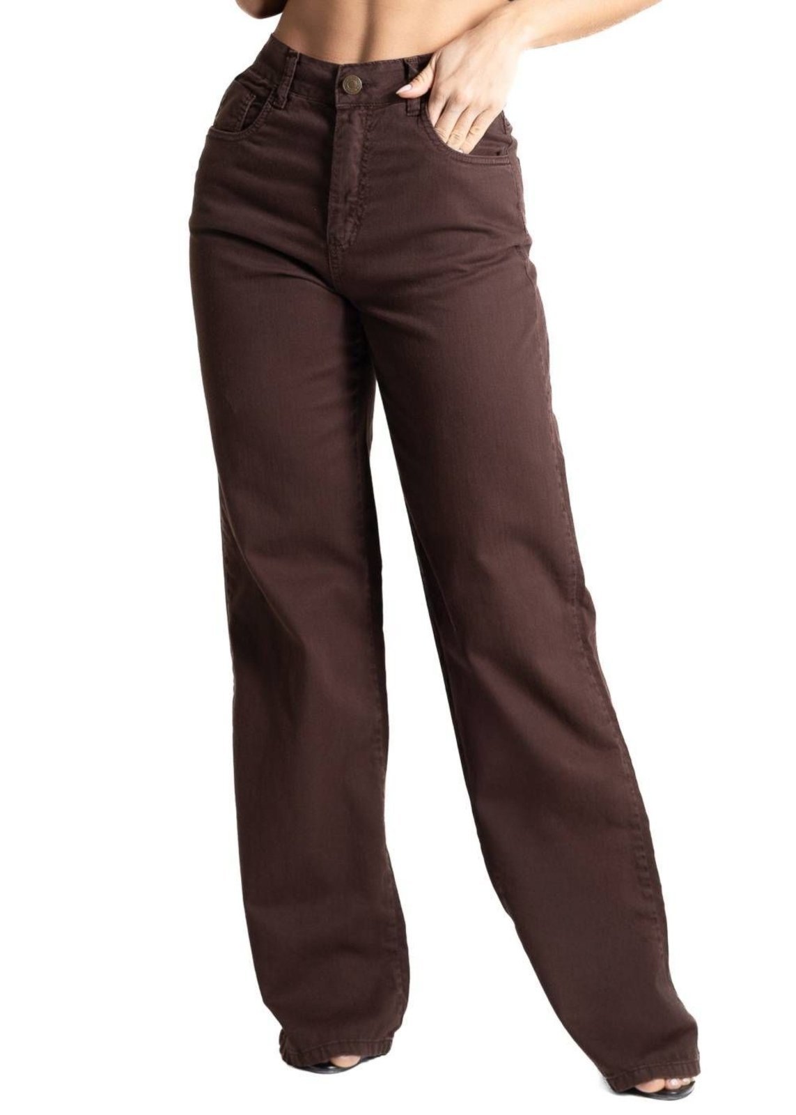 Calça Sarja Sawary Wide Leg – 280820 – Marrom – Sawary