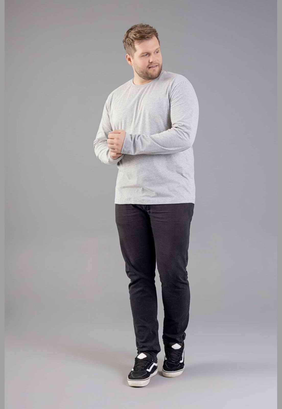 Camiseta Básica de Mangas Longas Masculino Adulto Just Basic Cinza