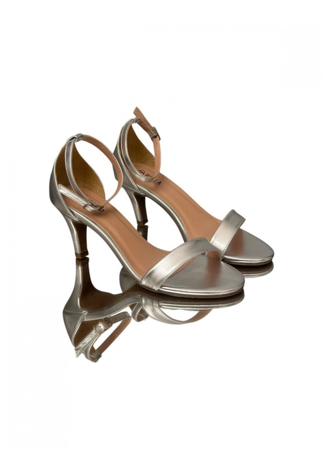 Sandalia Gisele Prata Metalizada Salto 6 cm
