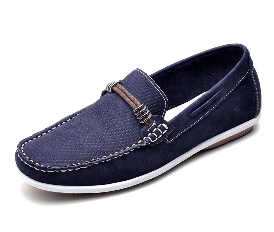 Mocassim Sider Clube Do Sapato De Franca Gravata Nobuck Marinho