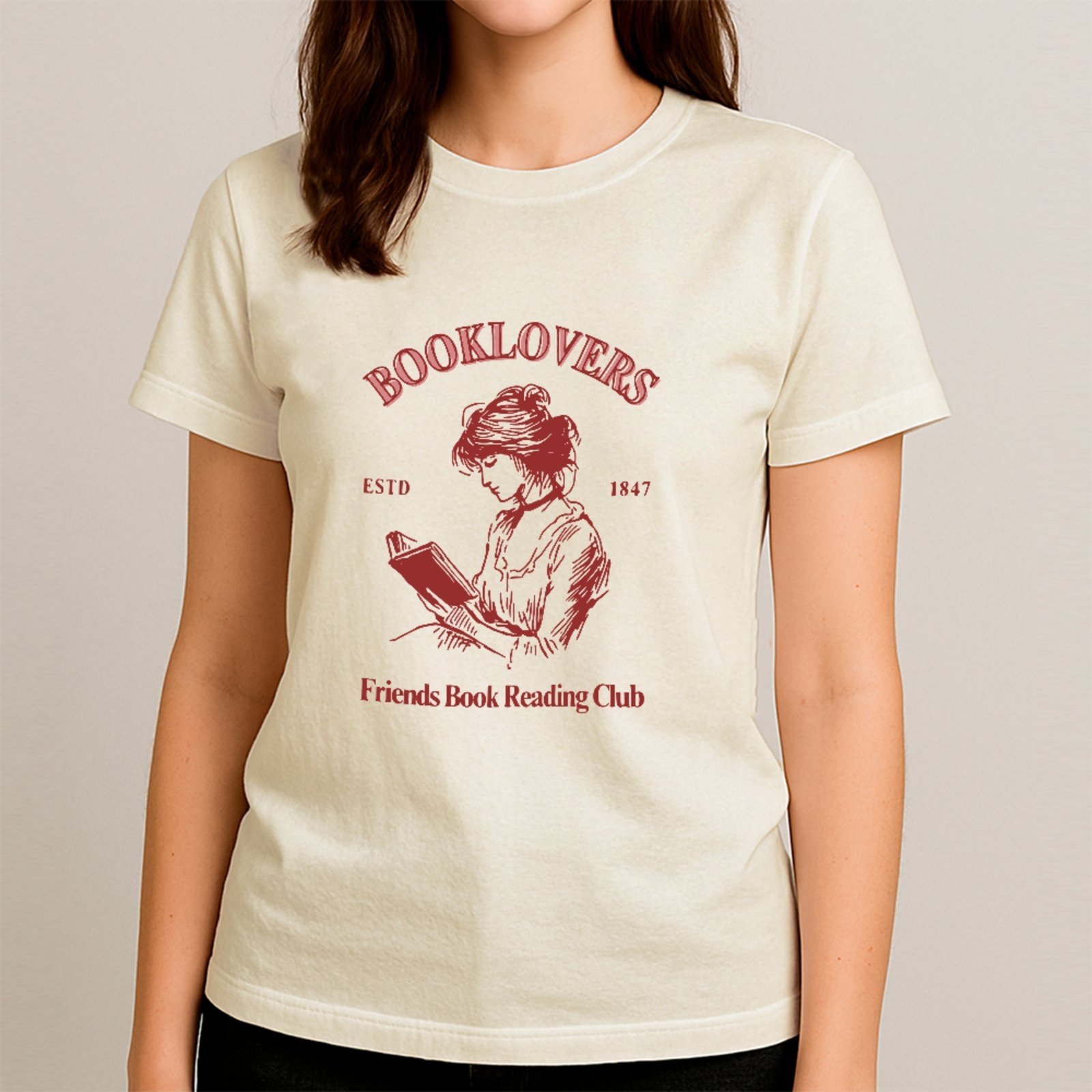 Camiseta Ousy Básica Booklovers Clube Do Livro Vintage Unissex Off White