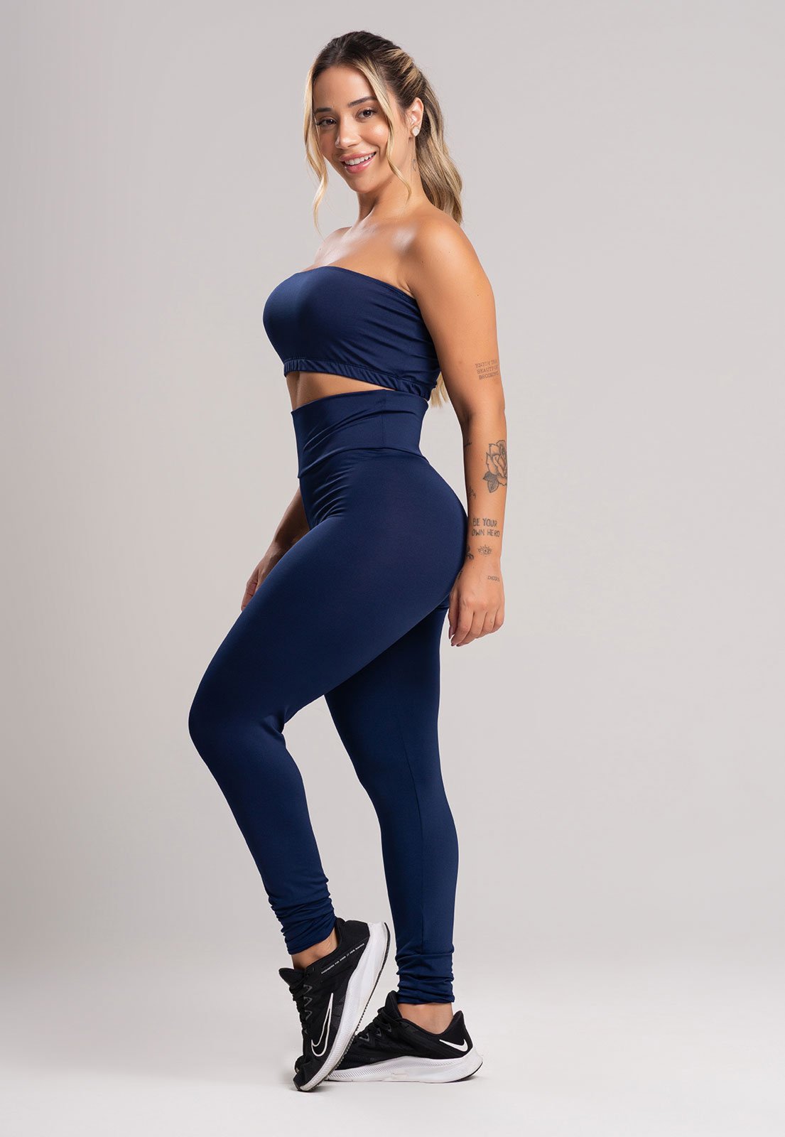 Calça Legging MVB Modas Cintura Alta Fitness Azul Marinho