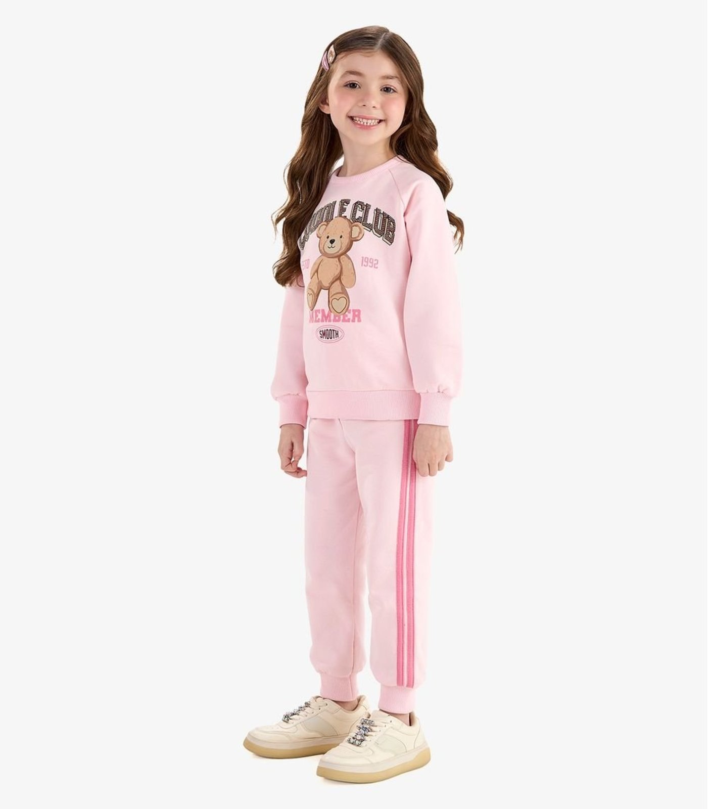 Infantil - Conjunto Blusão com Legging Moletom Rovi Rosa