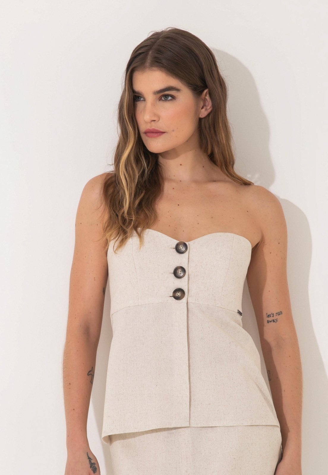 Blusa Linho Traymon Decote Coração Natural
