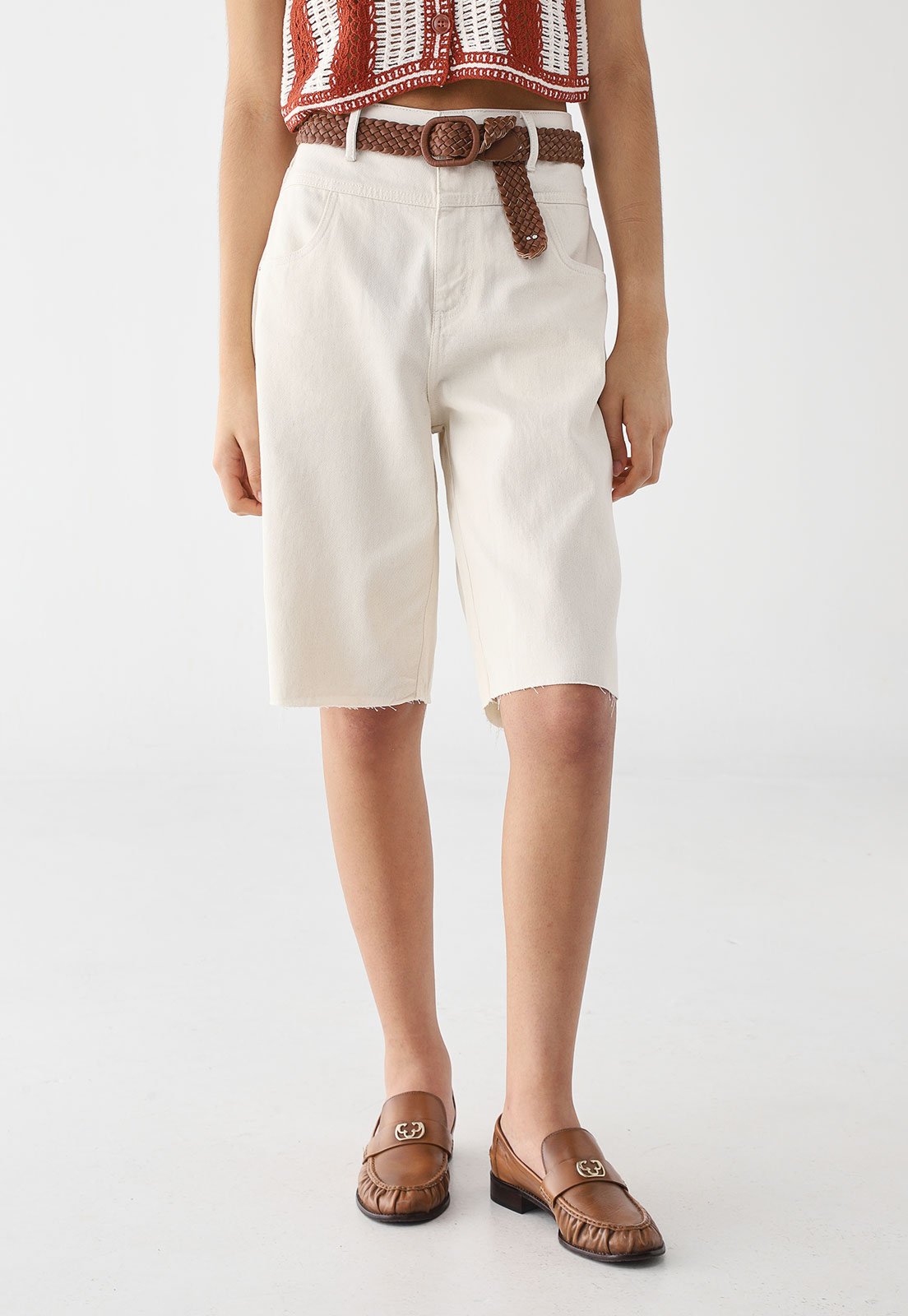 Bermuda Sarja Feminina My Favorite Super High Off-White
