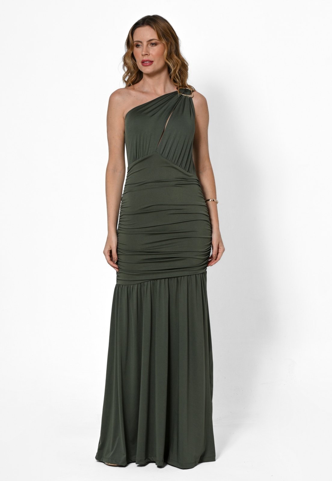 Vestido Bisô Festa Longo Com Fivela Verde – Verde