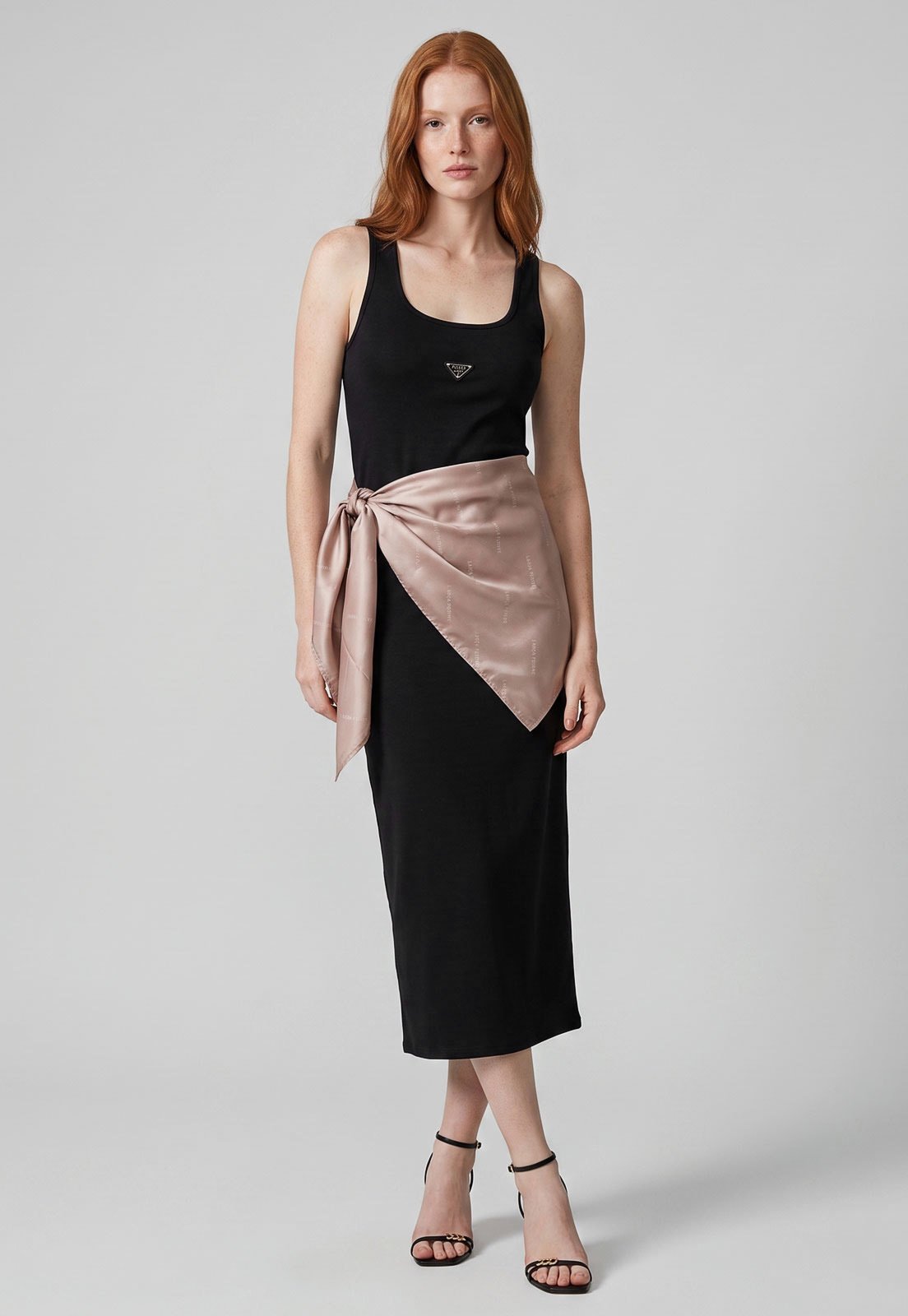 Vestido Feminino Lança Perfume Midi Logo Preto