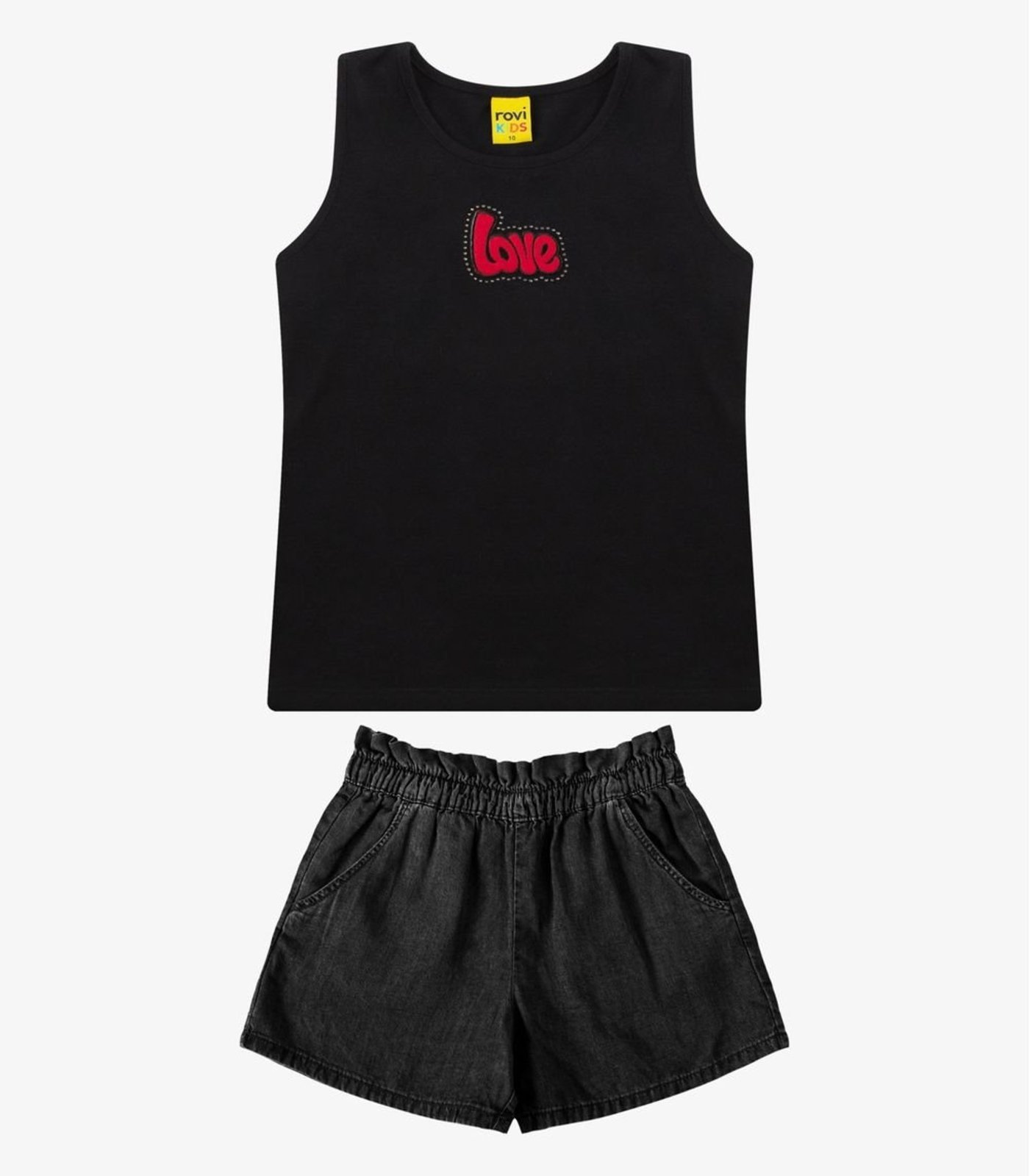 Infantil - Conjunto Regata com Shorts Menina Rovi Preto