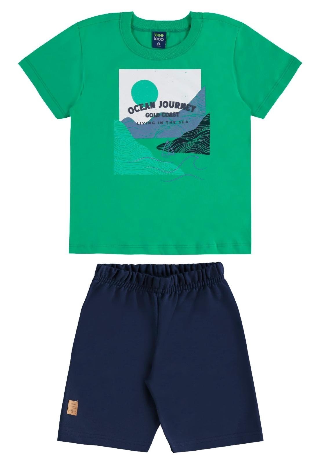 Vista 2 Infantil - Conjunto Regata e Bermuda Bee Loop bege Bee Loop bege