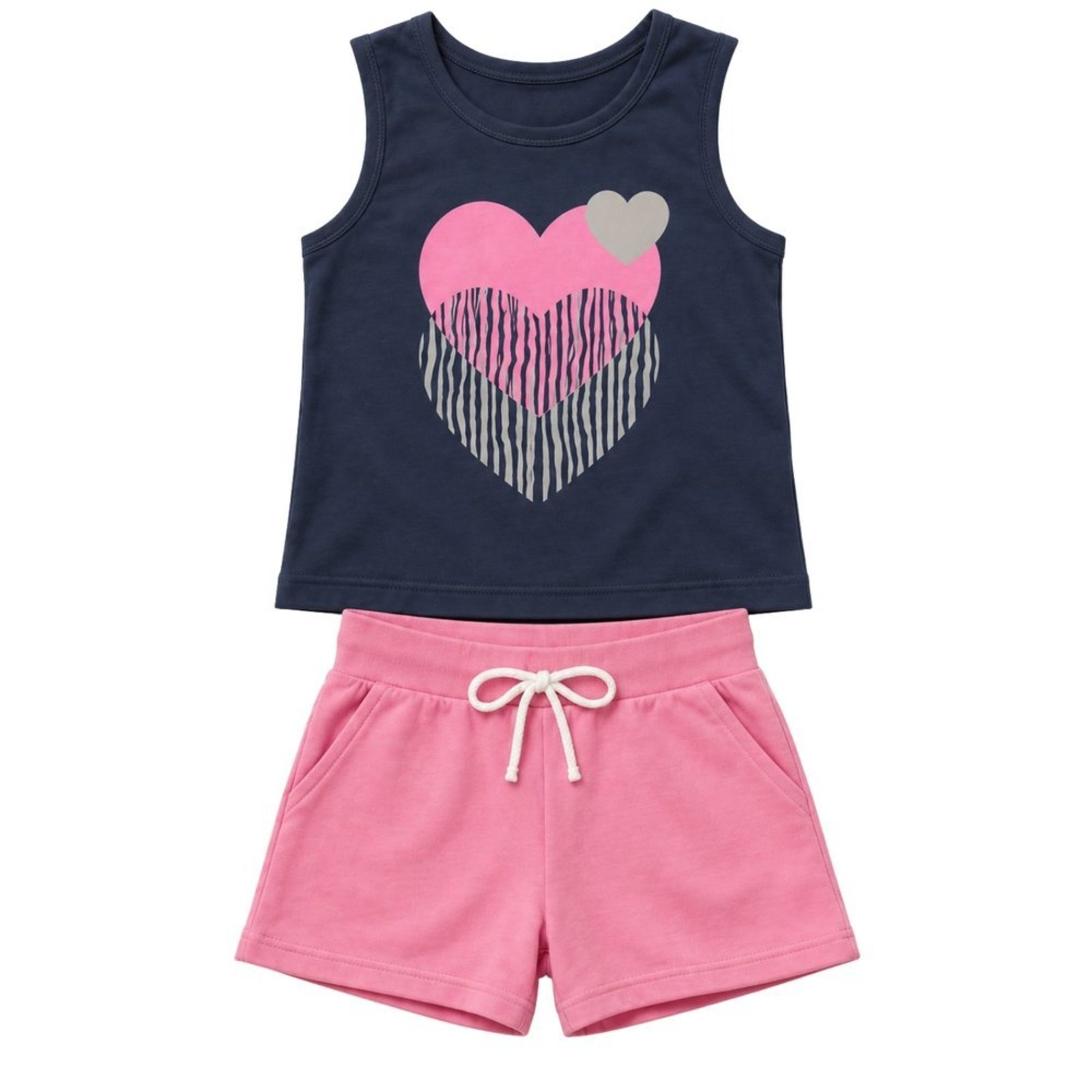 Infantil - Conjunto Menina Regata Meia Malha Bermuda Moletinho
