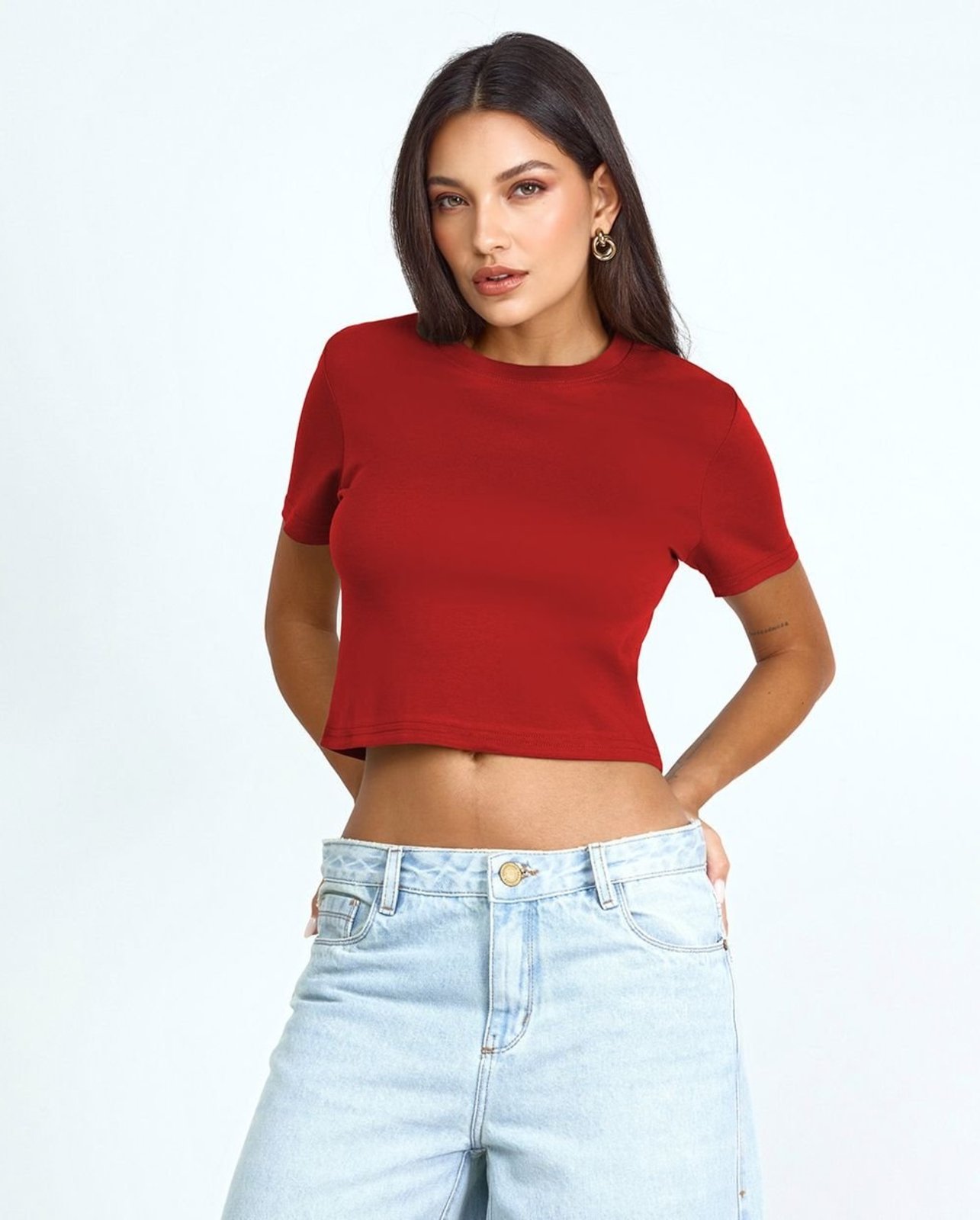 Blusa Cropped Feminina Premium 90273 Vermelho Consciência