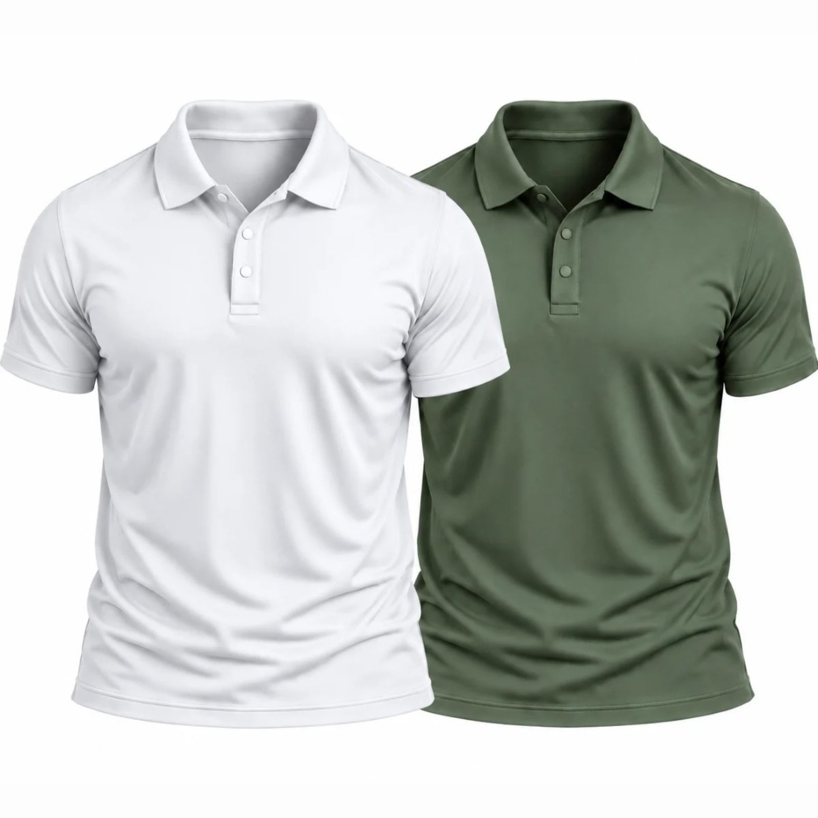 Kit 2 Camisas Polo Masculina Poliamida Premium Básica Lisa Branco