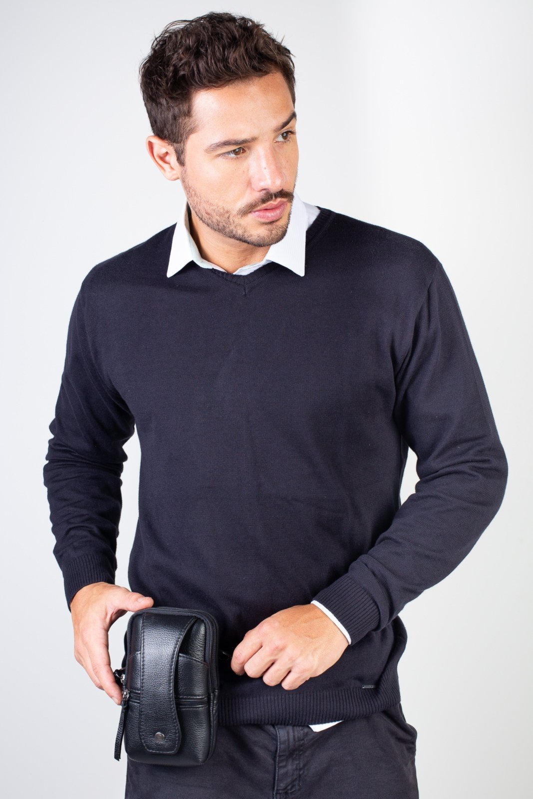 Vista 3 Shoulder bag 2 em 1 de couro Vinni Vira Vento preto Vira Vento preto