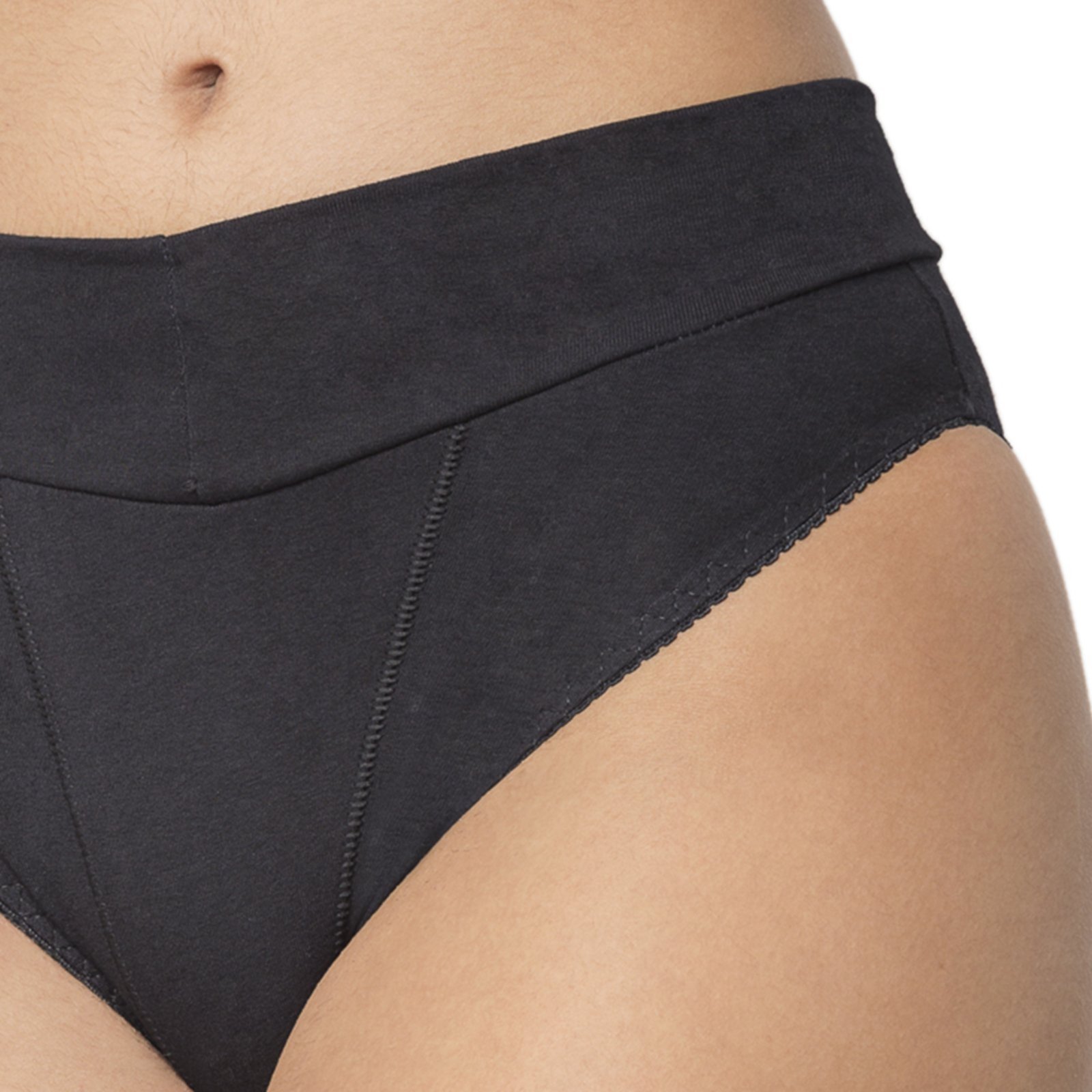 Vista 3 Kit 5 Calcinhas de Cotton Gabi Lingerie Moda Íntima Reforçada Algodão Cós Calça Feminina multicolorido Gabi Lingerie multicolorido