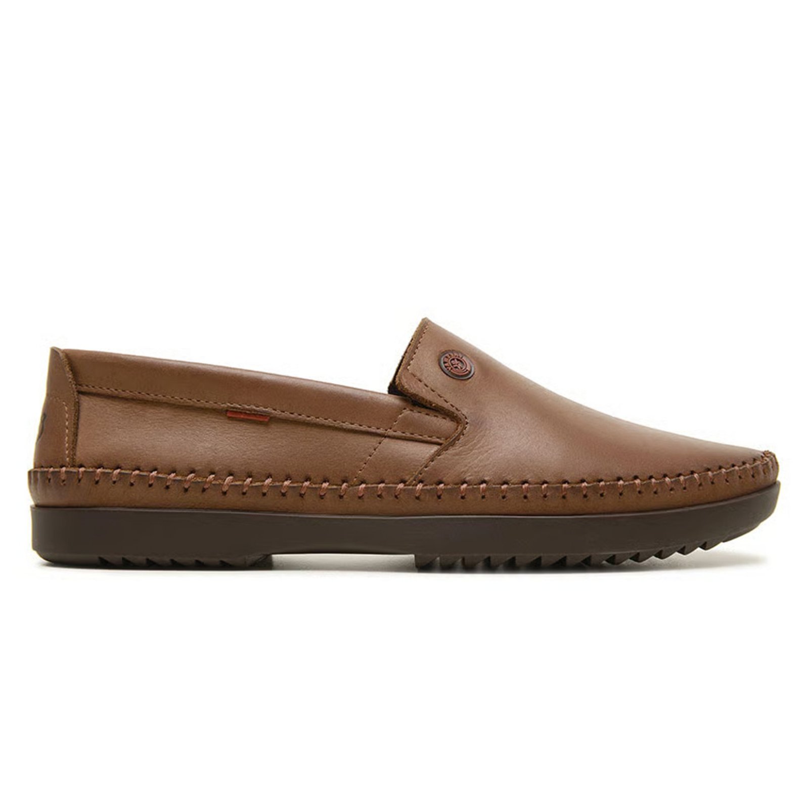 Mocassim Freeway Masculino Couro Liso com Elástico Loganx-1 Marrom
