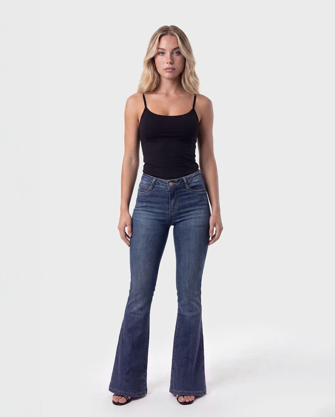 Calça Jeans Flare Feminina Cintura Baixa com Recorte 25829 Sky com Bigode Consciência