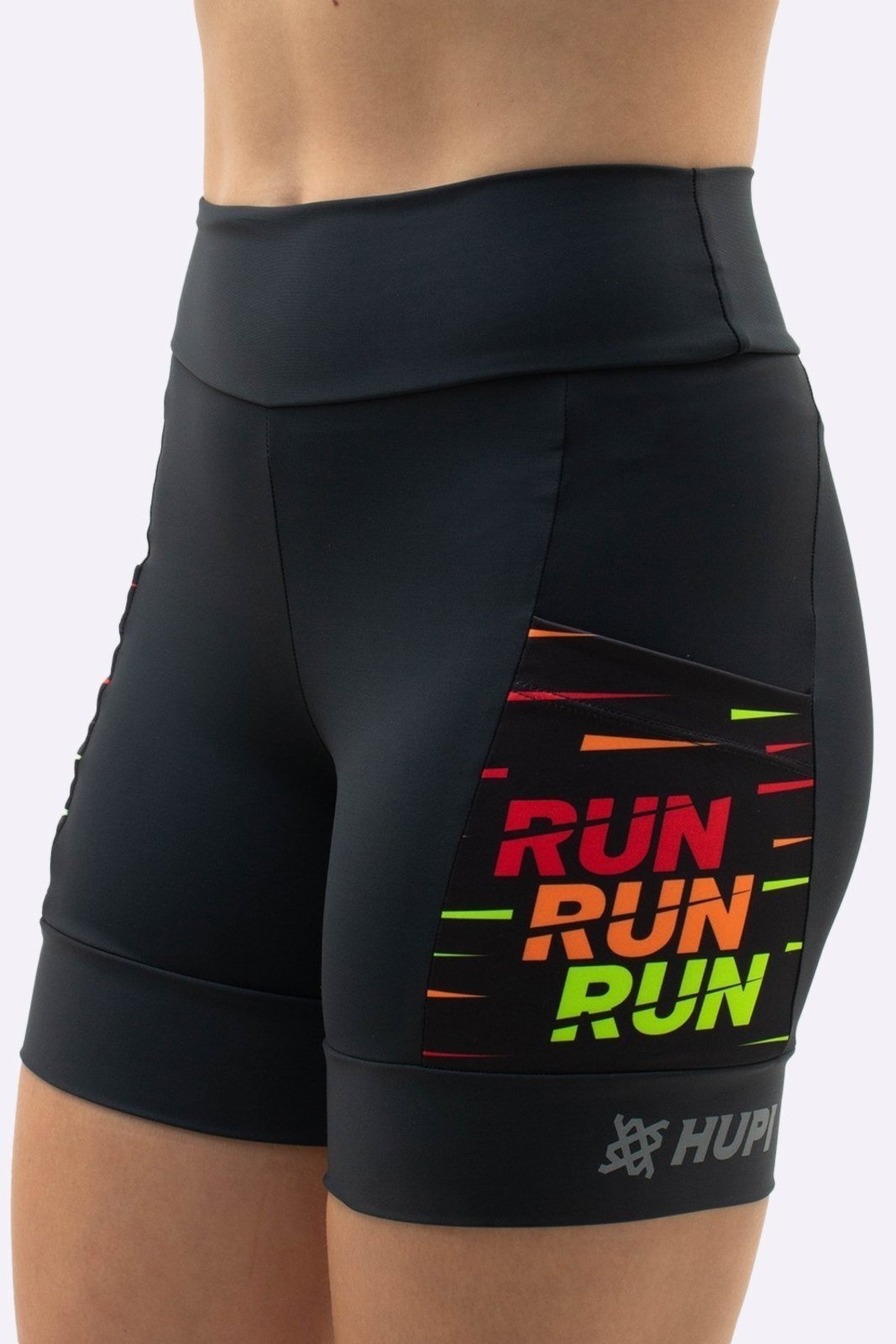Bermuda Compressão Feminina HUPI Curta Run Run Run, Cor: PRETO, Tamanho: M Preto