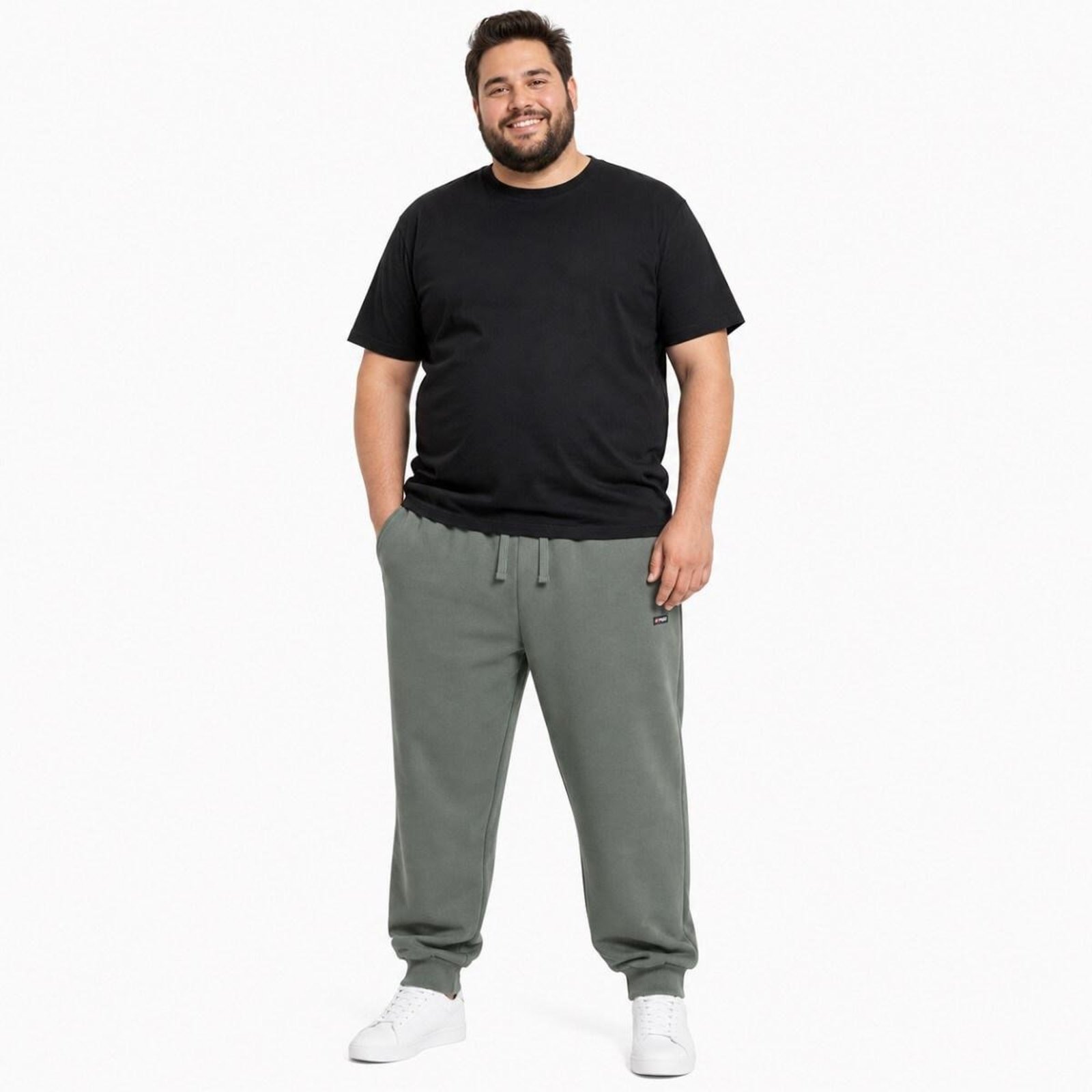 Calça Moletom Jogger Plus Size Masculina Fico 00978-013217 Verde