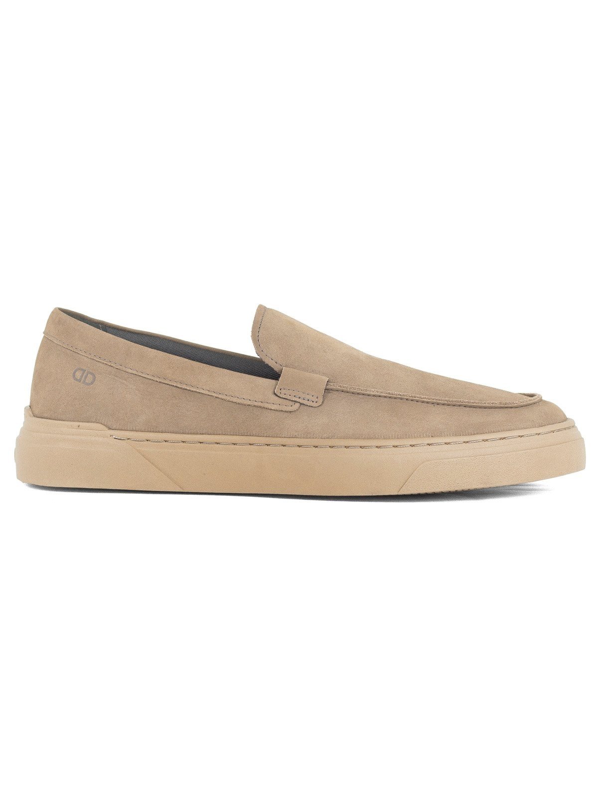Tênis Masculino Democrata Slip On Casual Bill Couro Legítimo Elástico Confortável Calce Fácil Bege Rato