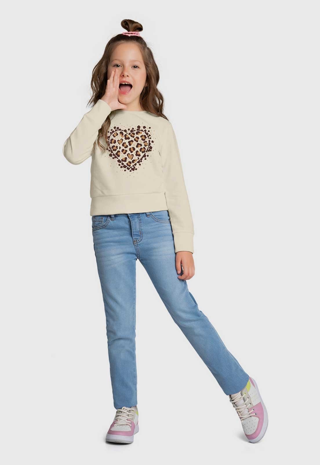 Infantil - Blusa Kyly Estampa Coração Off White