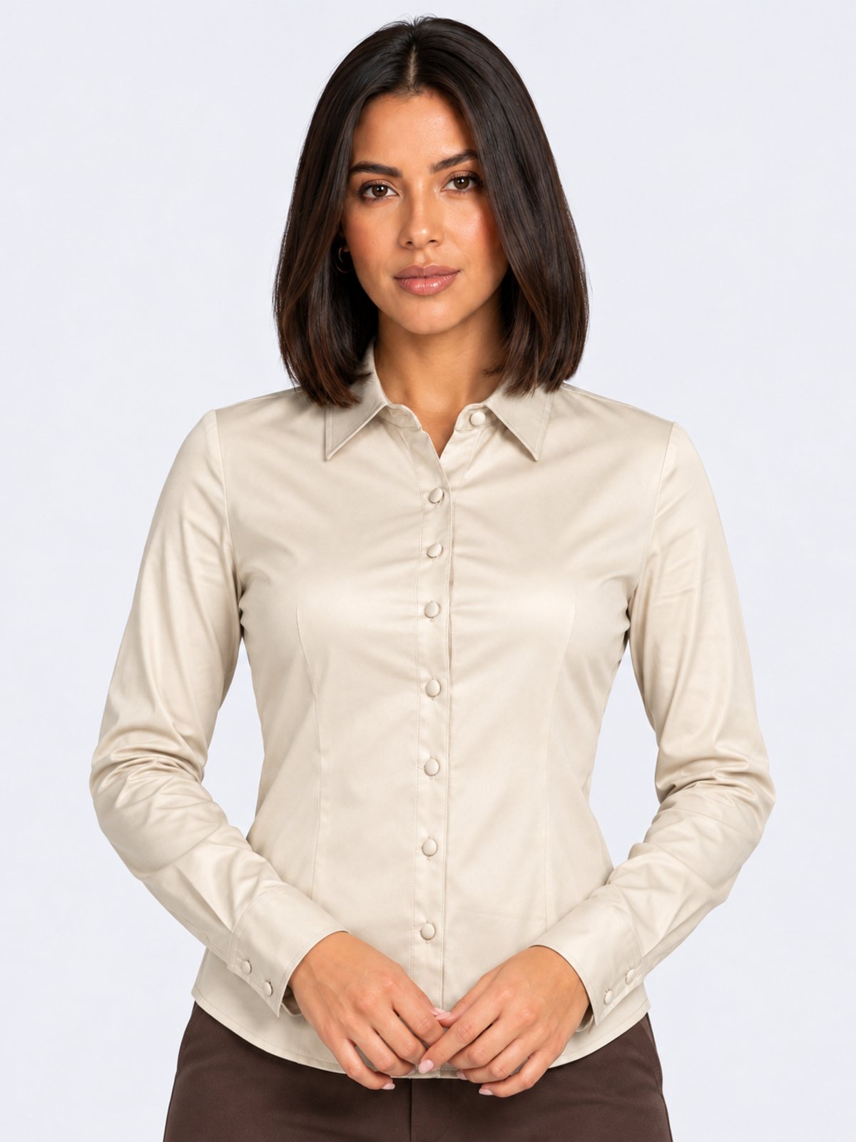 Camisa Social Feminina Manga Longa Slim Crocker