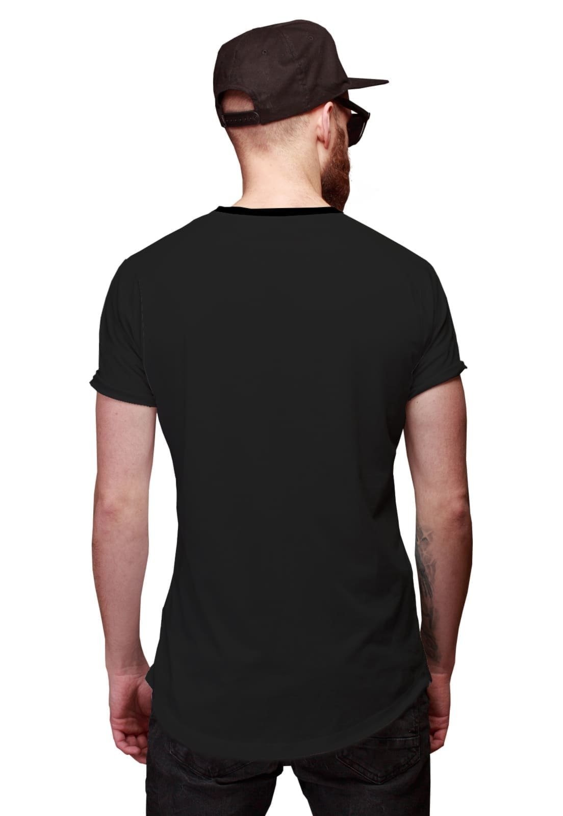 Vista 3 Camiseta Di Nuevo Longline Camuflada Verde Exército Thug Life Preta. preto verde Di Nuevo preto verde