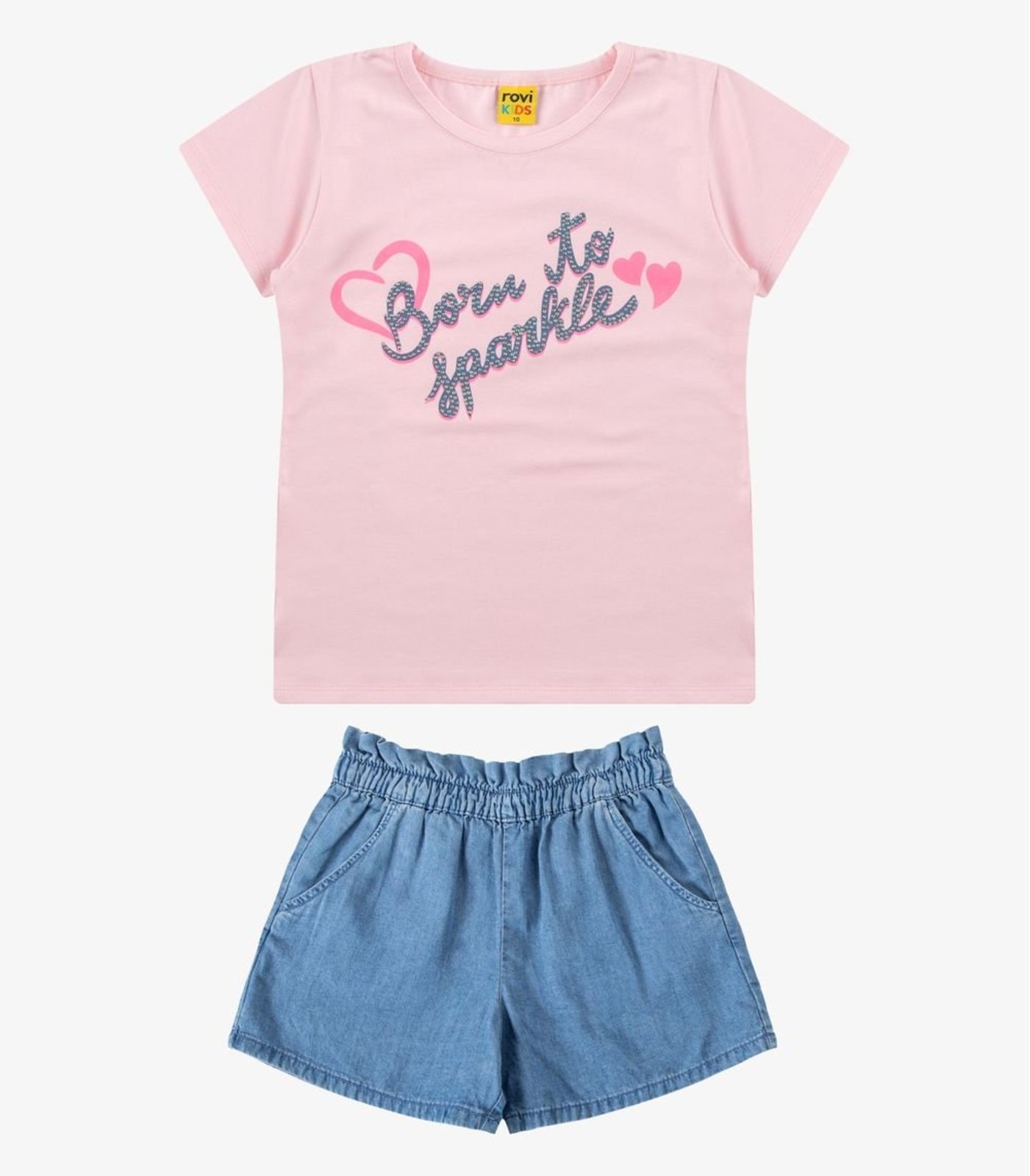 Infantil - Conjunto Blusa com Shorts Menina Rovi Rosa