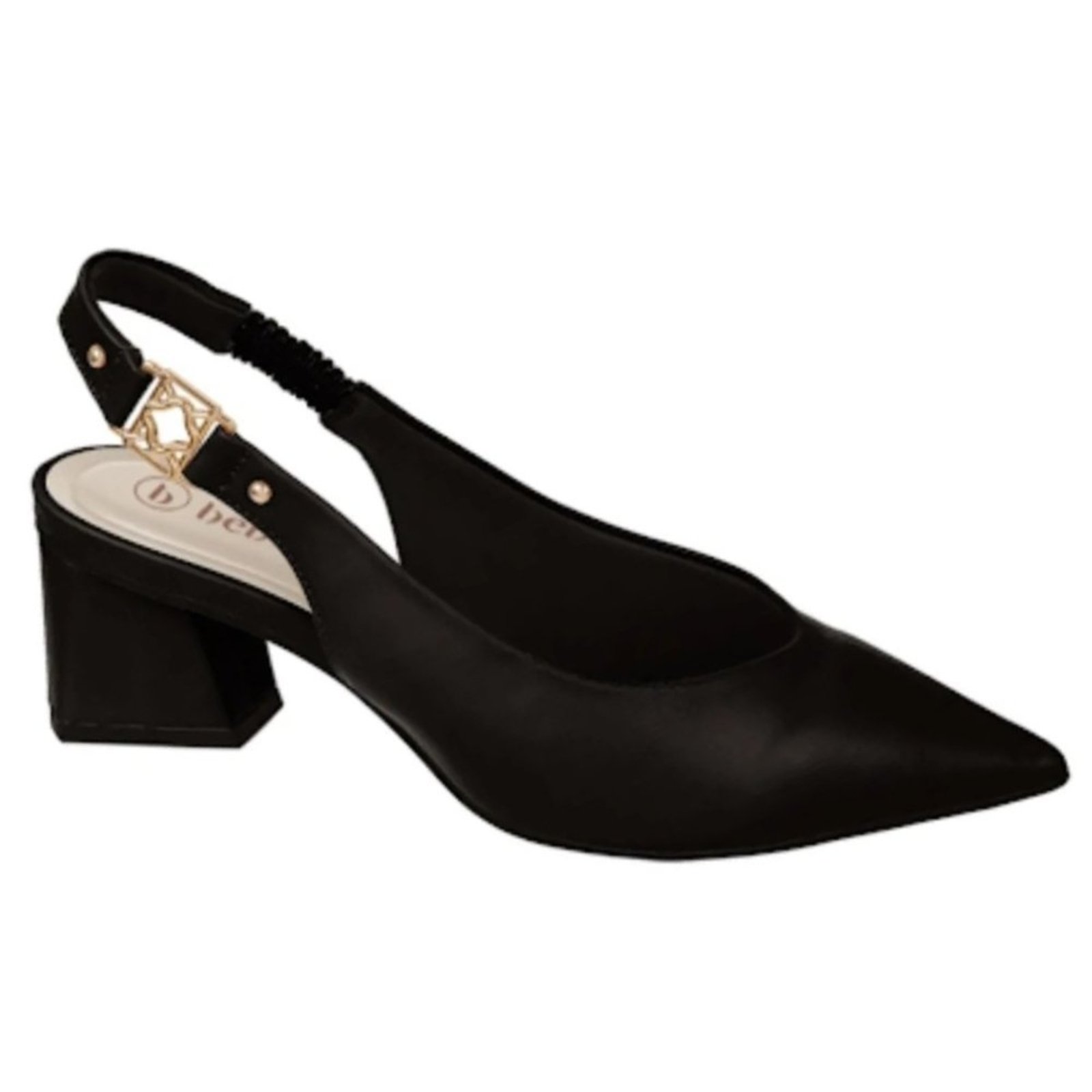 Scarpin cê Salto Bloco Slingback T3838 564 cê Preto