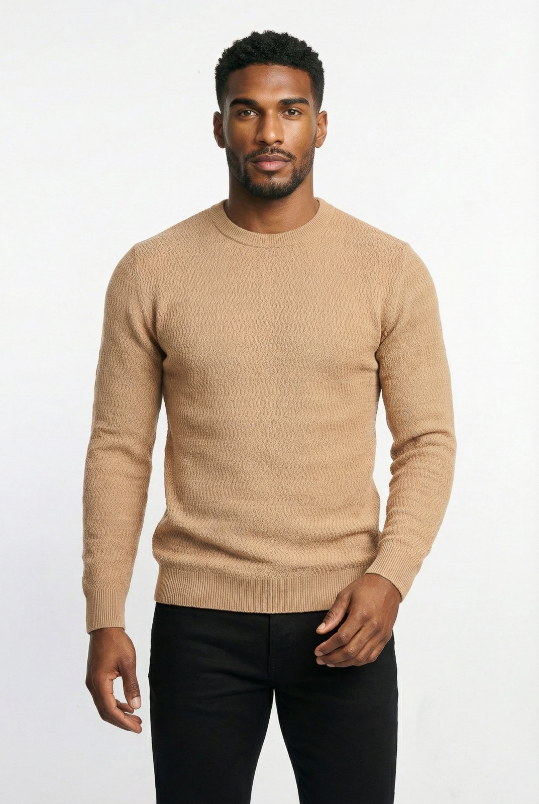 Blusa suéter masculina gola redonda 90217 - Bege