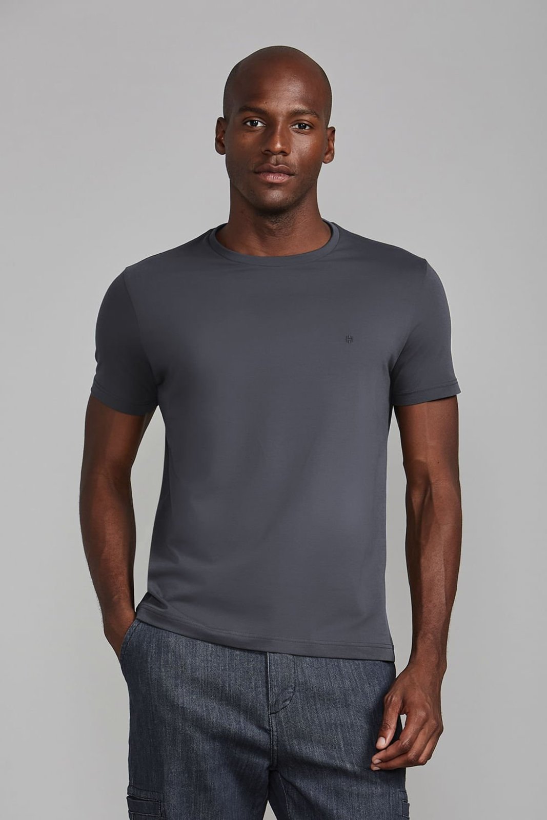 HIGHSTIL Camiseta Slim Fit - Cinza Chumbo