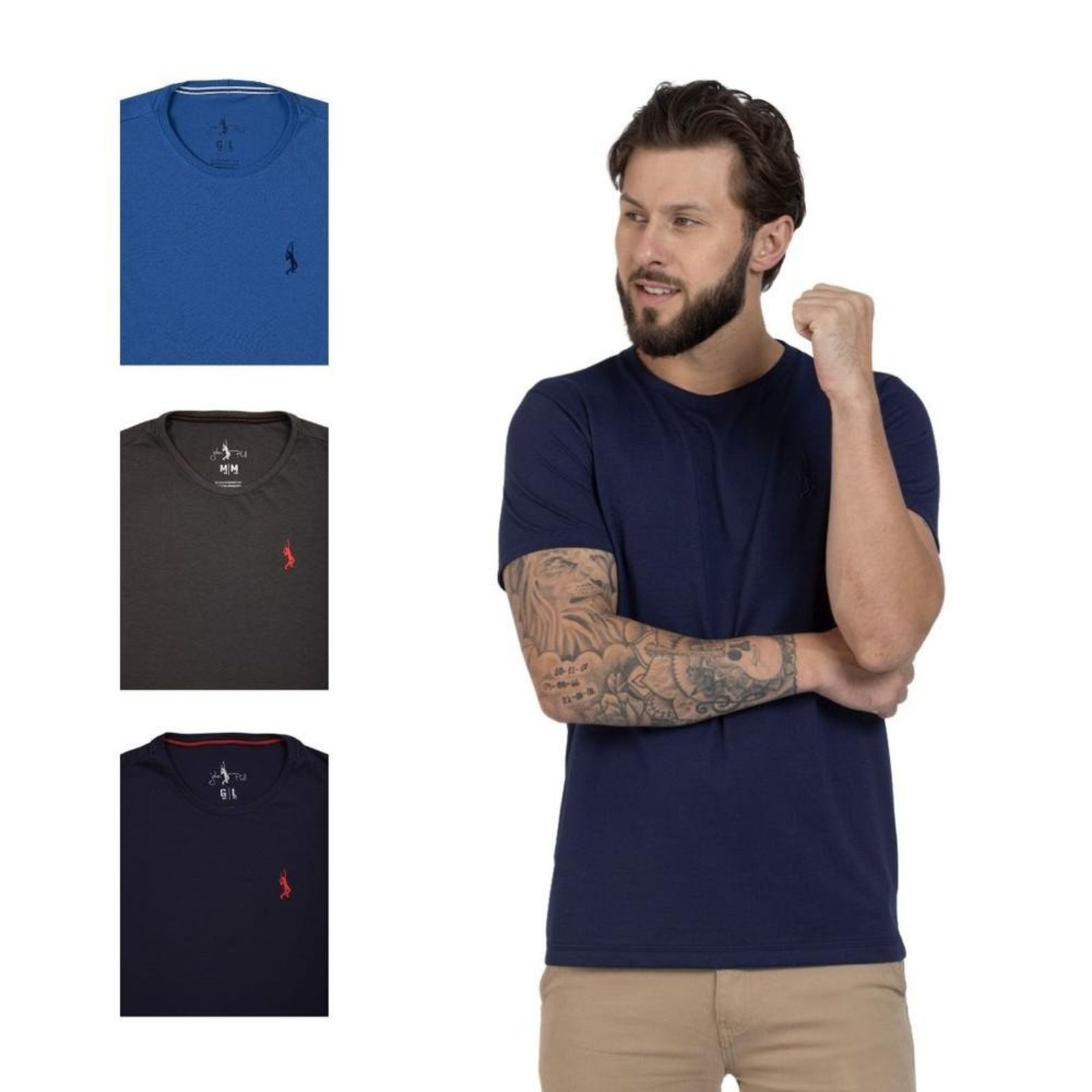 Kit 4 Camiseta Básica Casual Masculina Confortável em Malha Leve