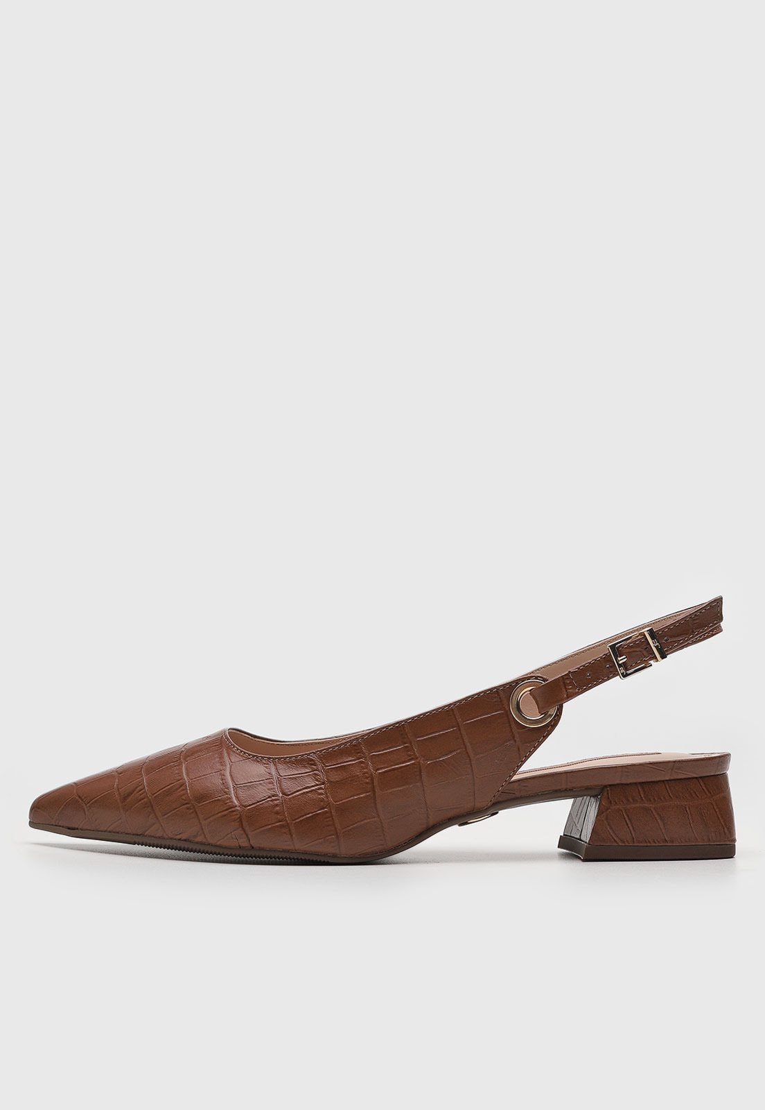 Scarpin Feminino Jorge Bischoff Slingback Croco Marrom
