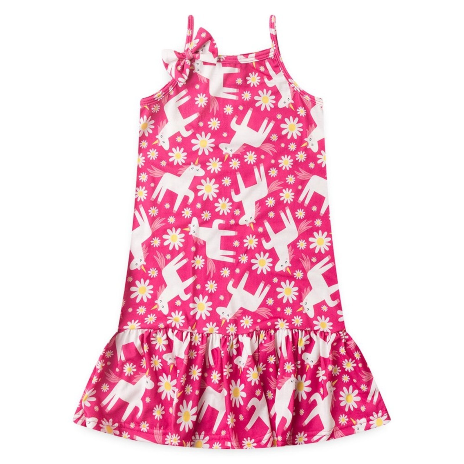 Vista 3 Infantil - Vestido Alcinha com Lacinho Verão Menina Pink Unicórnios Molekada rosa pink Molekada rosa pink