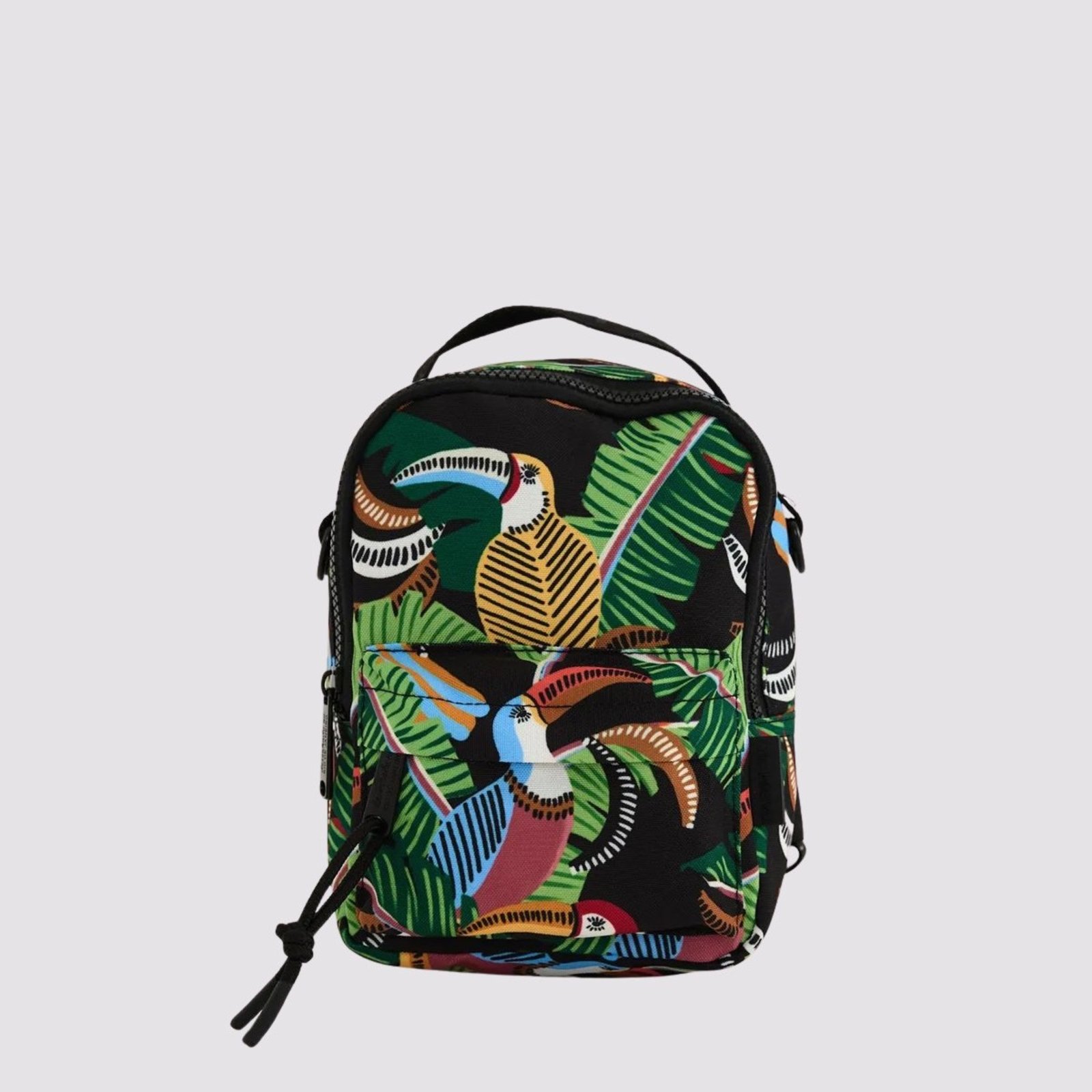 Mochila Farm Borogodo Tucanos e Folhagens Preta