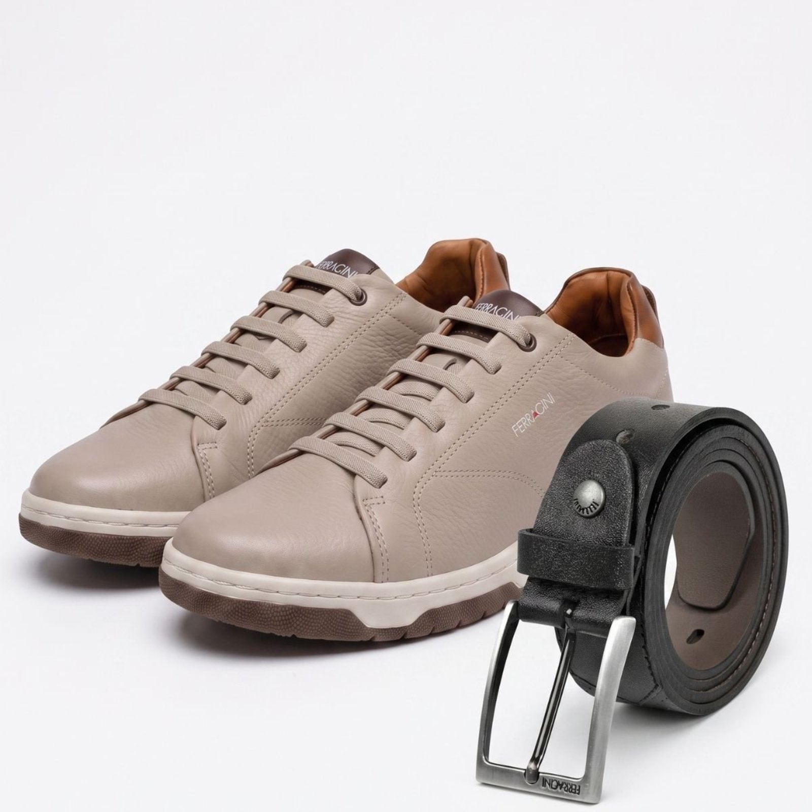 Combo Sapatênis Masculino Com Cinto de Couro Legitimo Casual Sofisticado Elegante