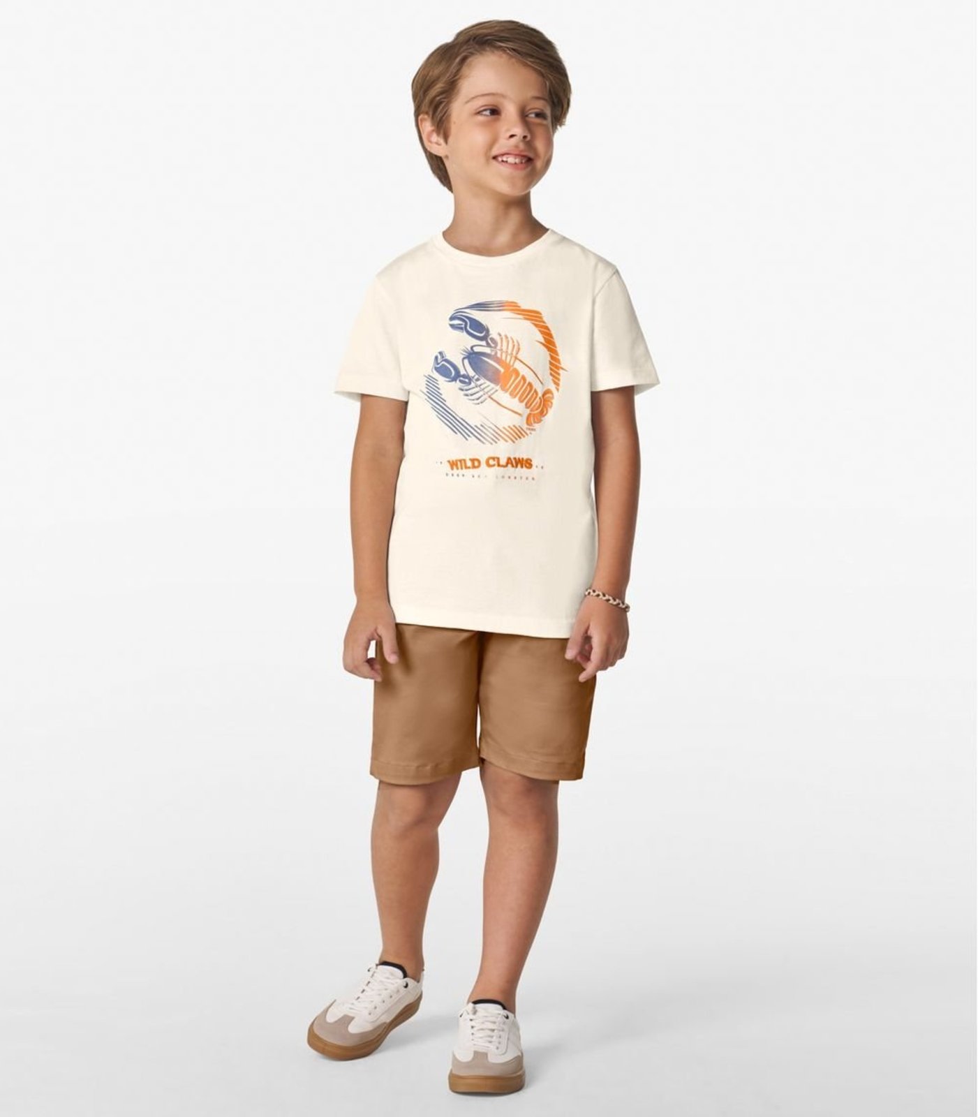 Infantil - Camiseta Menino Estampada Trick Nick Bege