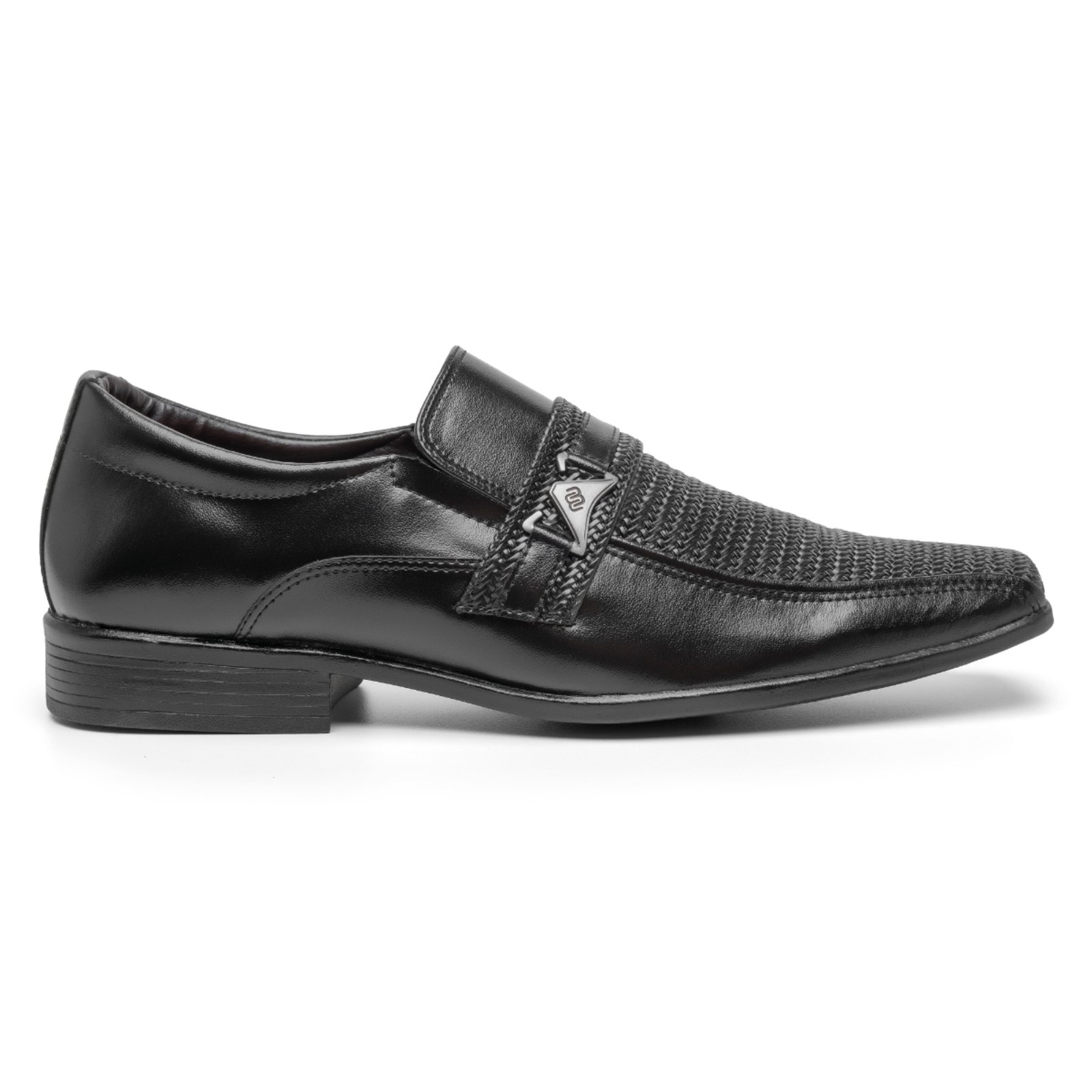 Sapato Masculino Miuzzi Social Clássico Elegante Moderno Sem Cadarço Bico Quadrado Preto