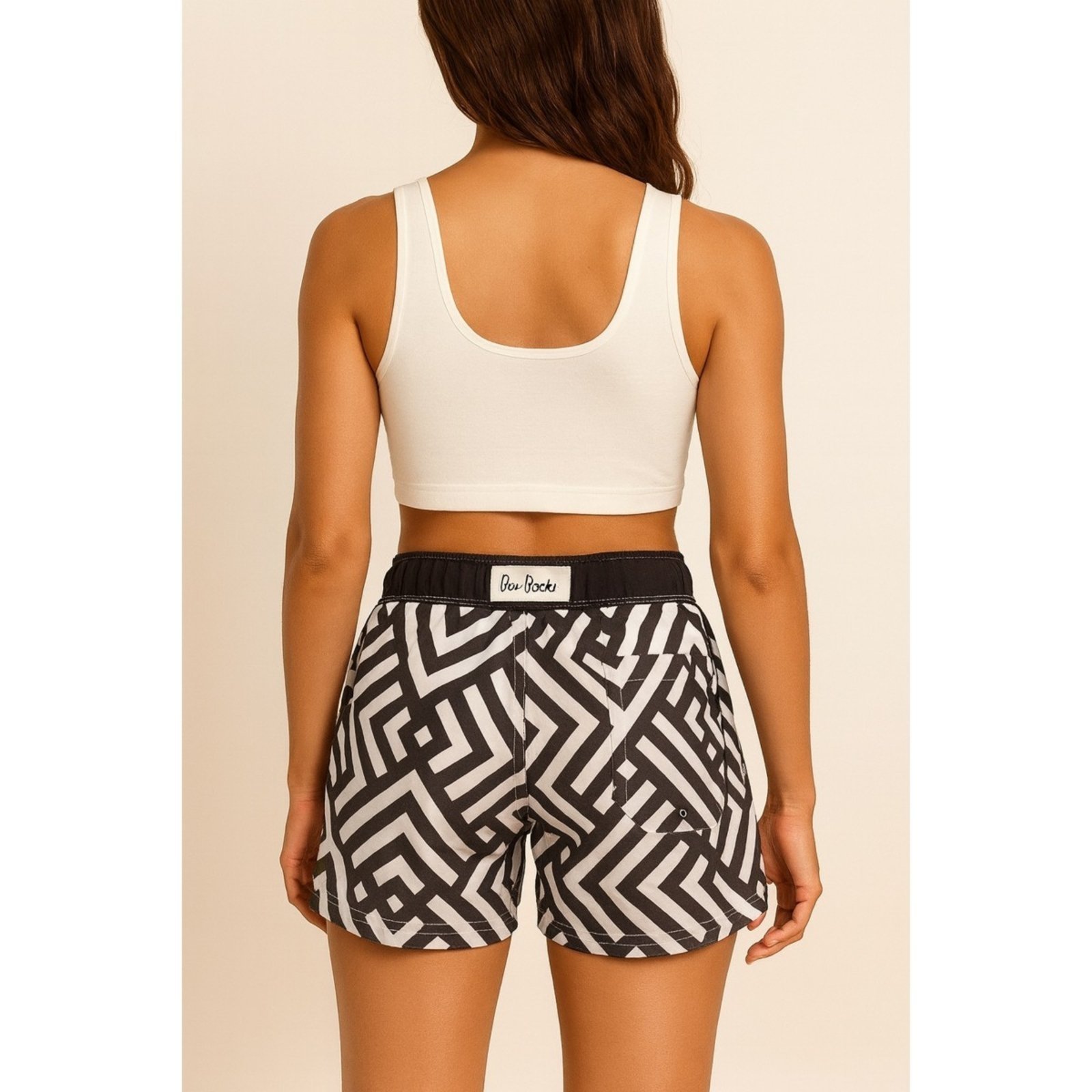 Vista 3 Shorts Praia Estampado Mini Bag Secagem Rápida Summer Body branco/laranja Summer Body branco/laranja