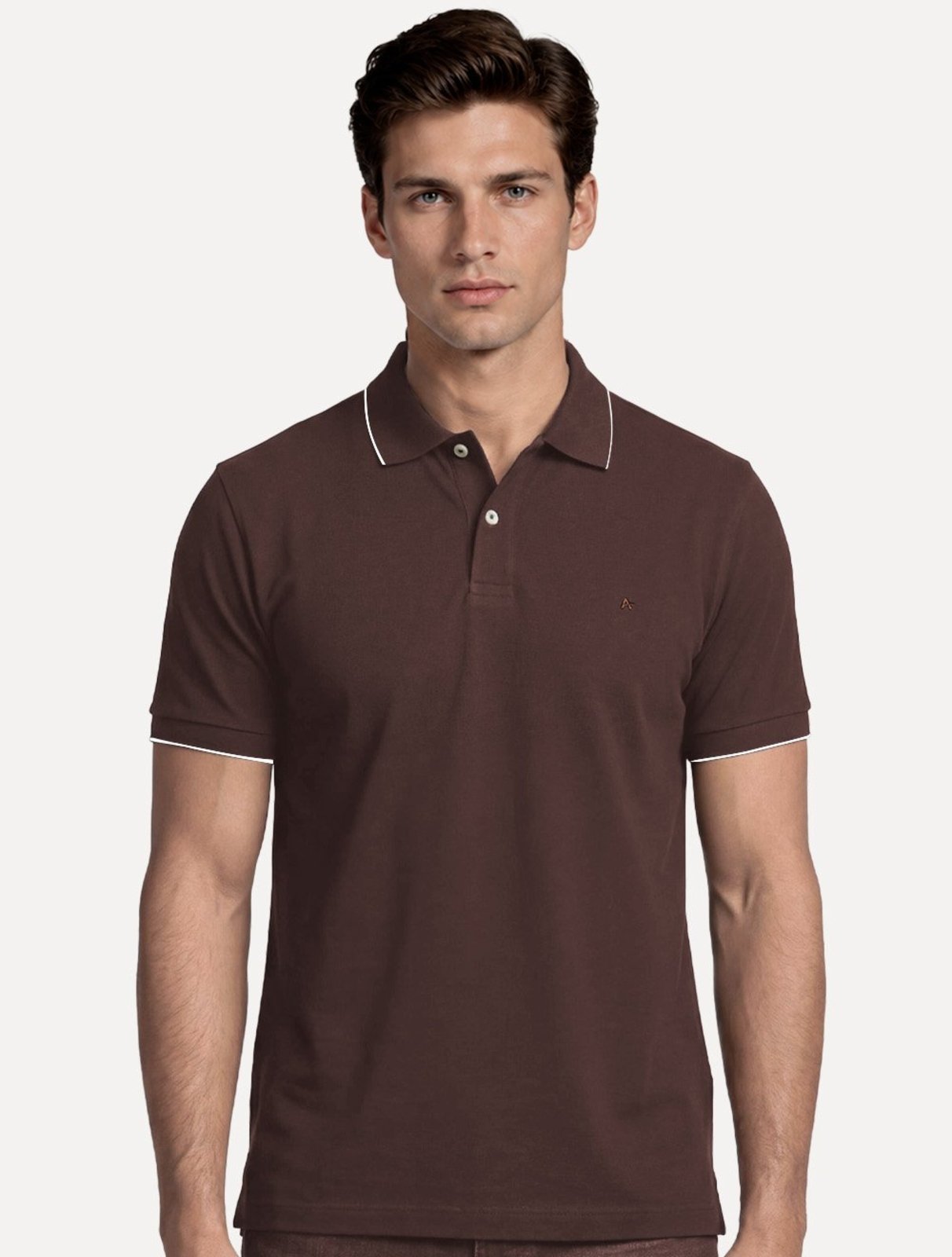 Polo Aramis Masculina Piquet White Friso Bordô Escuro