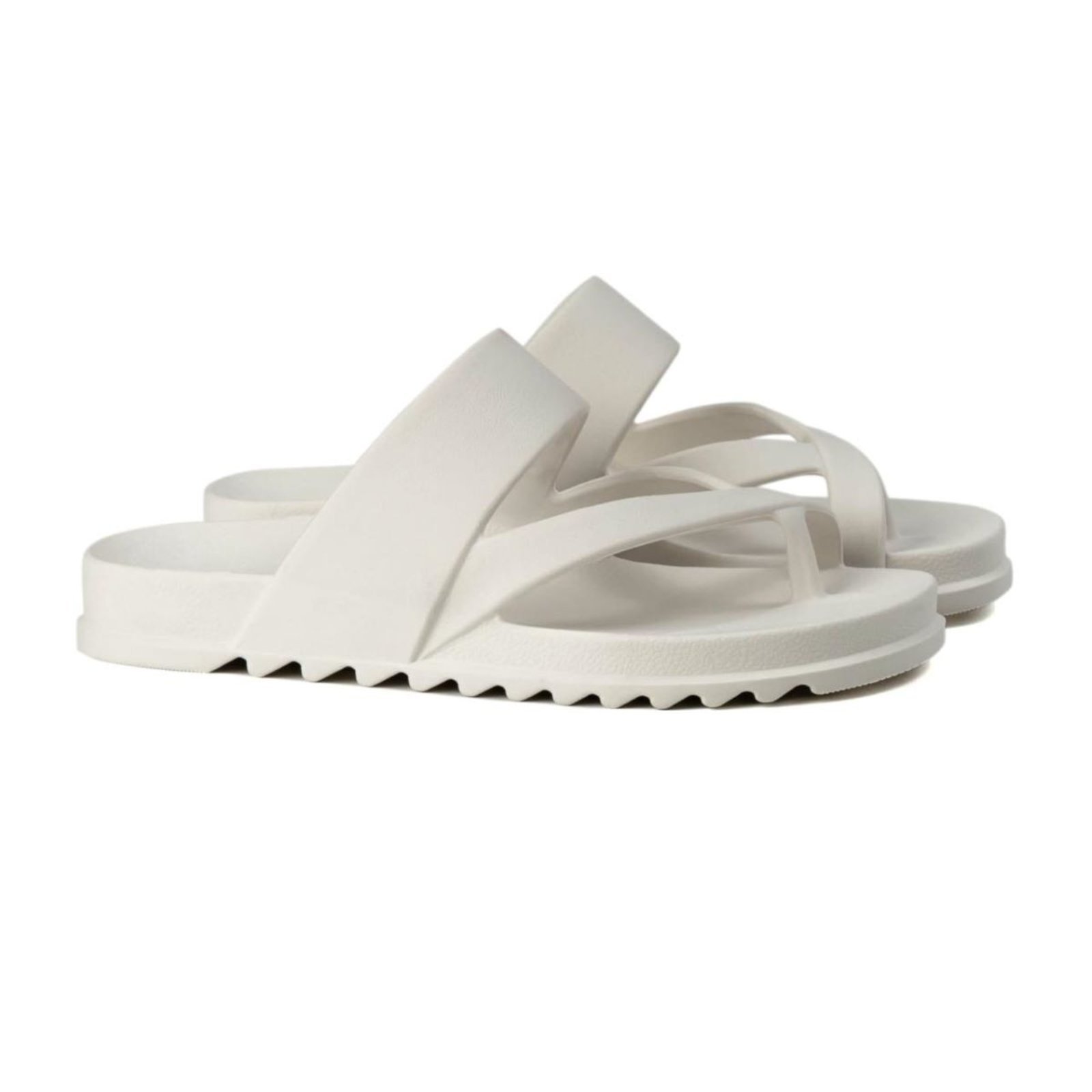 Sandália Feminina Flat Anna Andrade Papete De Dedo Casual Leve Confortável Moda Branco