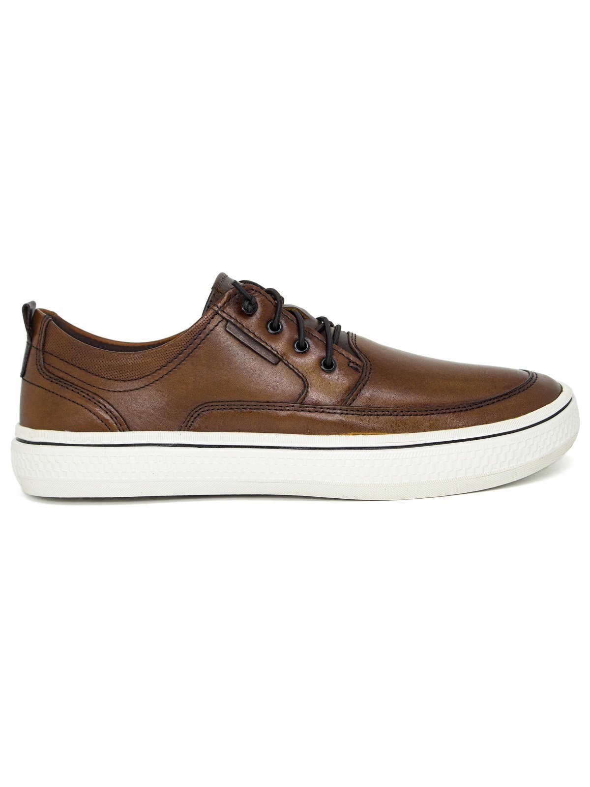 Tênis Sapatênis Masculino Democrata Denim Fender Couro Conforto Cadarço Marrom Tan