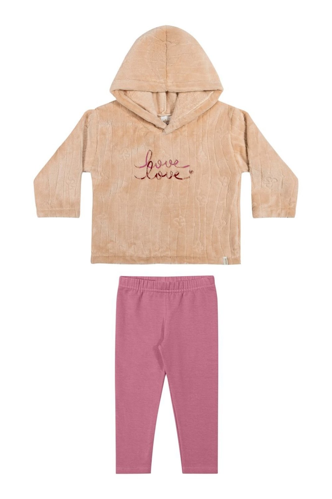 Infantil - Conjunto Menina Peluciado Love Elian Bege