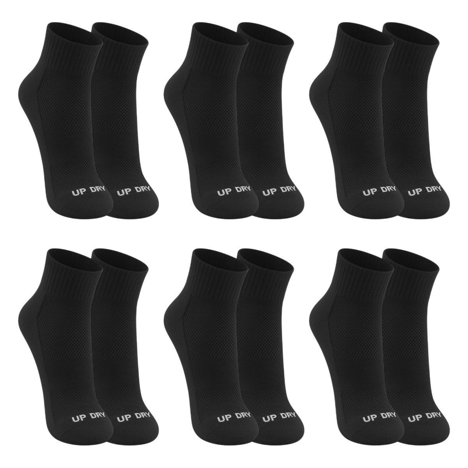 Kit 6 Pares de Meias QLC Sports Cano Médio Esportiva Preto