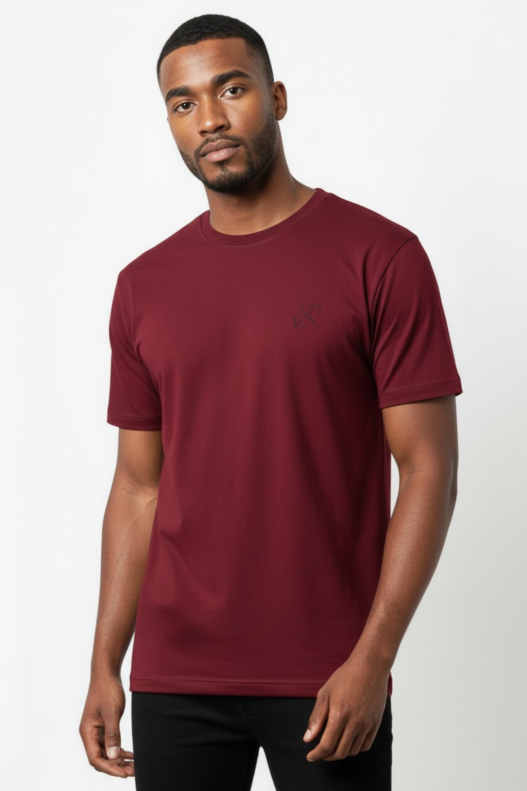 Vista 2 Camiseta Enluaze Lisa Masculina Reta Manga Curta Com Elastano 59016 - Bordô Kloze preto Kloze preto