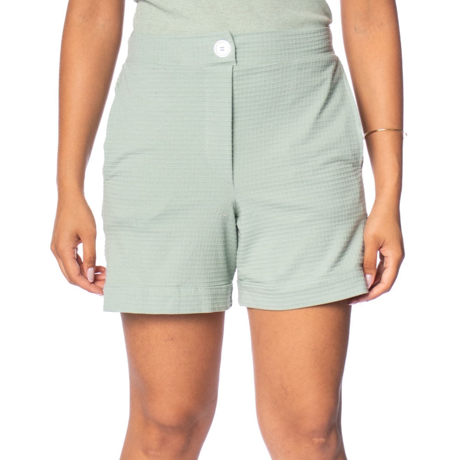 Short Feminino Giraffe Quadriculado Verde Claro